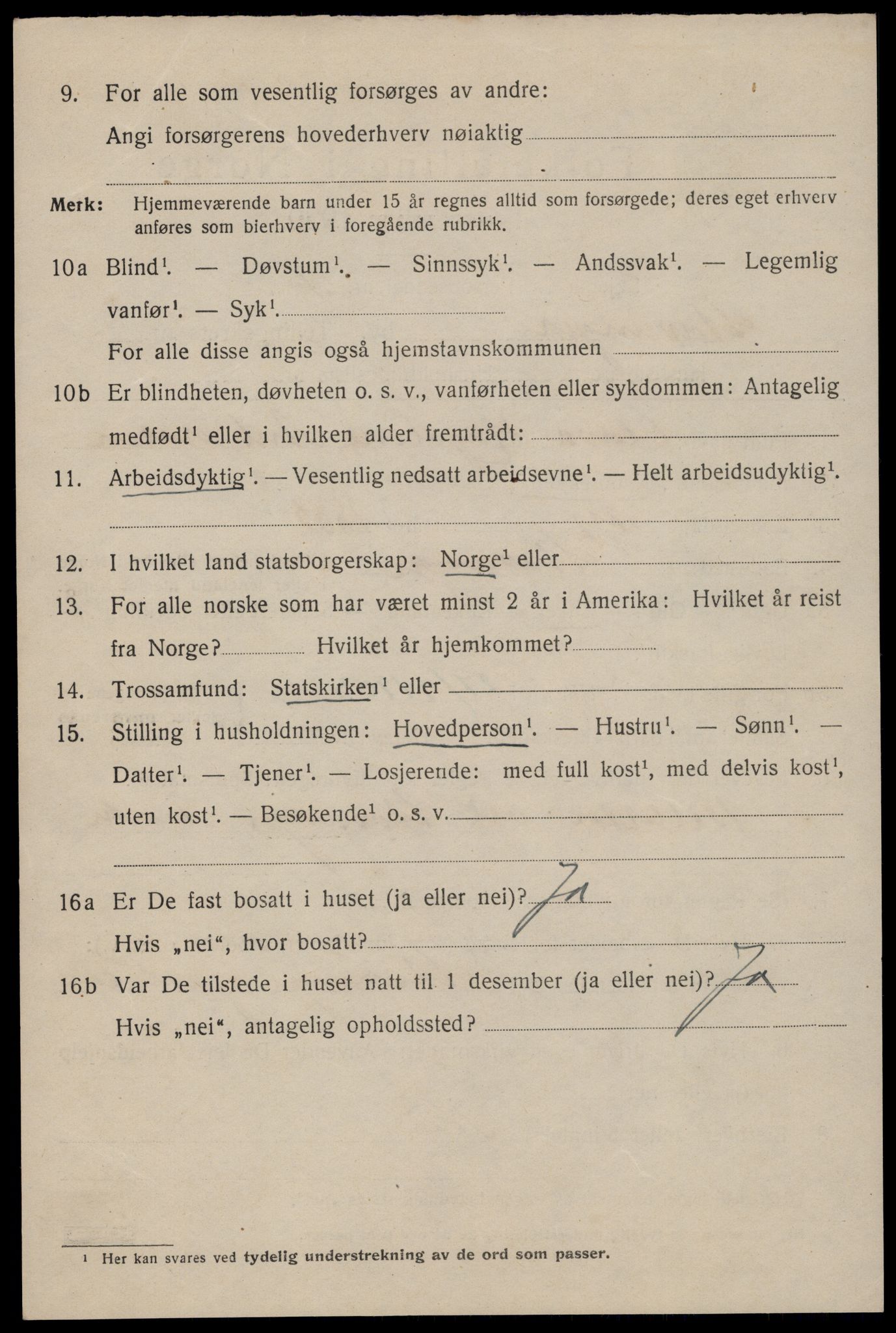 SAST, 1920 census for Stavanger, 1920, p. 101033