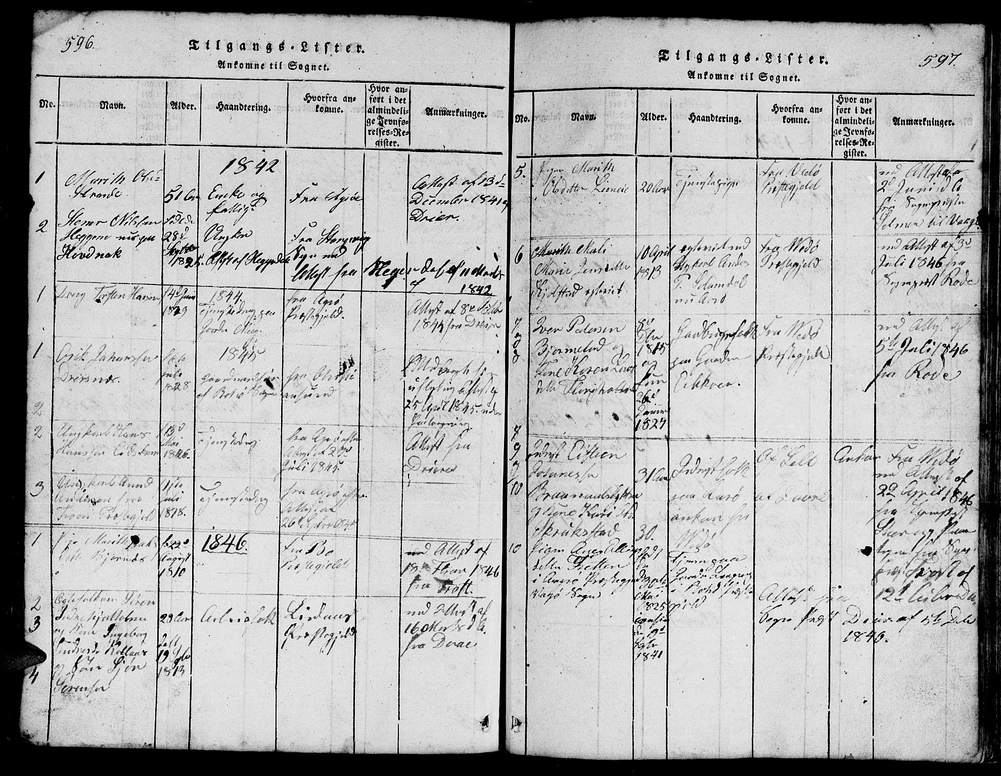 Ministerialprotokoller, klokkerbøker og fødselsregistre - Møre og Romsdal, SAT/A-1454/555/L0665: Parish register (copy) no. 555C01, 1818-1868, p. 596-597