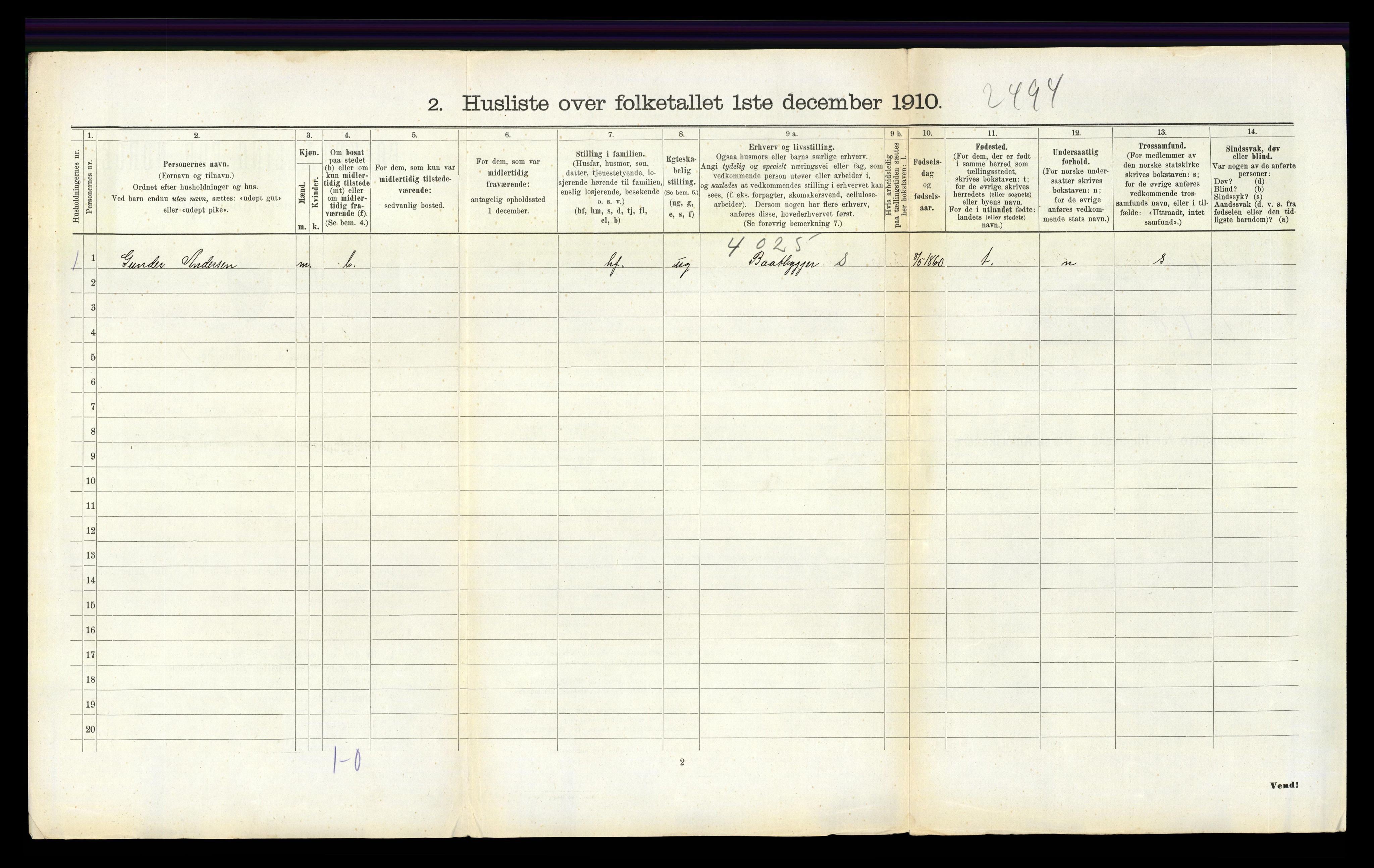 RA, 1910 census for Fjære, 1910, p. 240