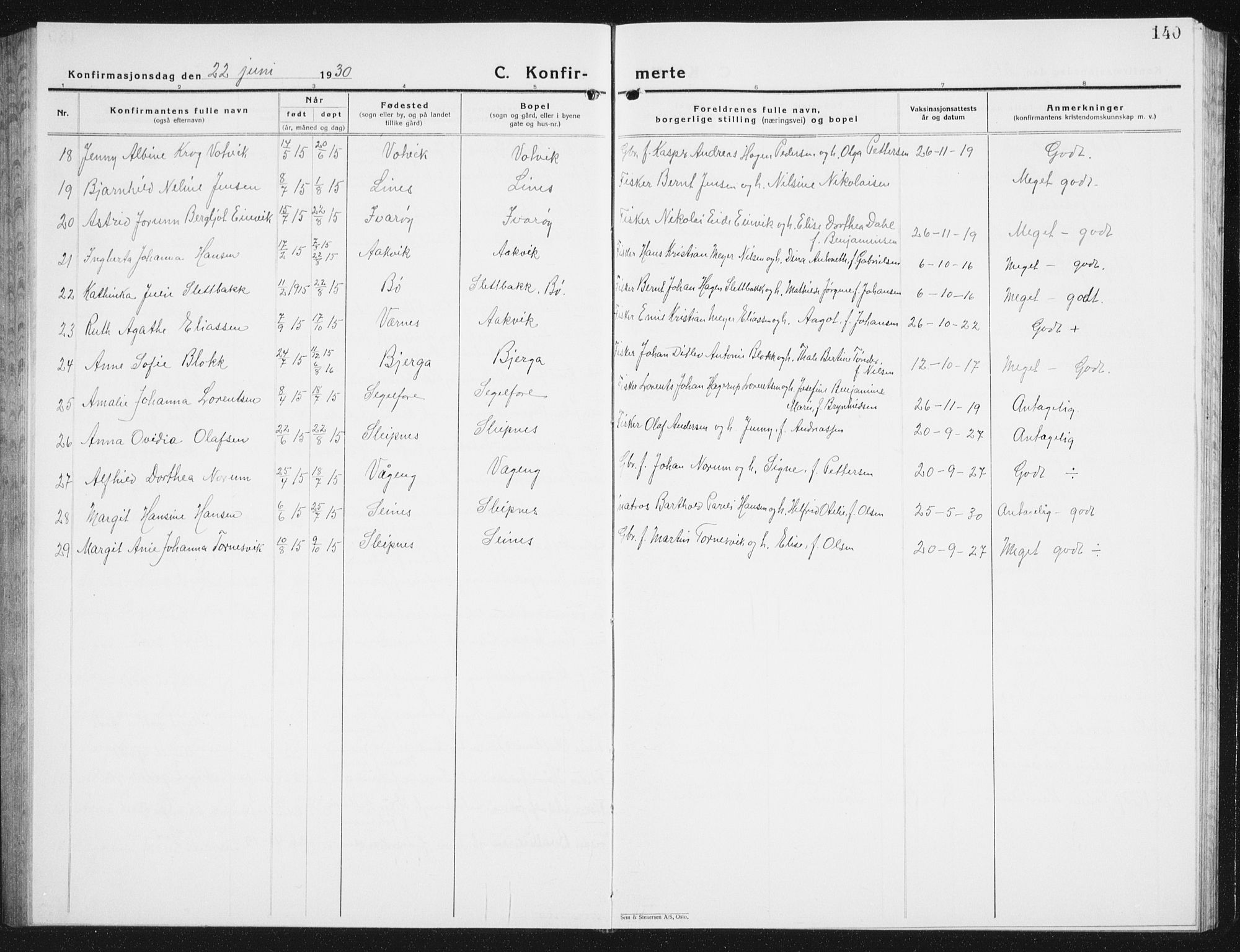 Ministerialprotokoller, klokkerbøker og fødselsregistre - Nordland, SAT/A-1459/841/L0622: Parish register (copy) no. 841C06, 1924-1942, p. 140