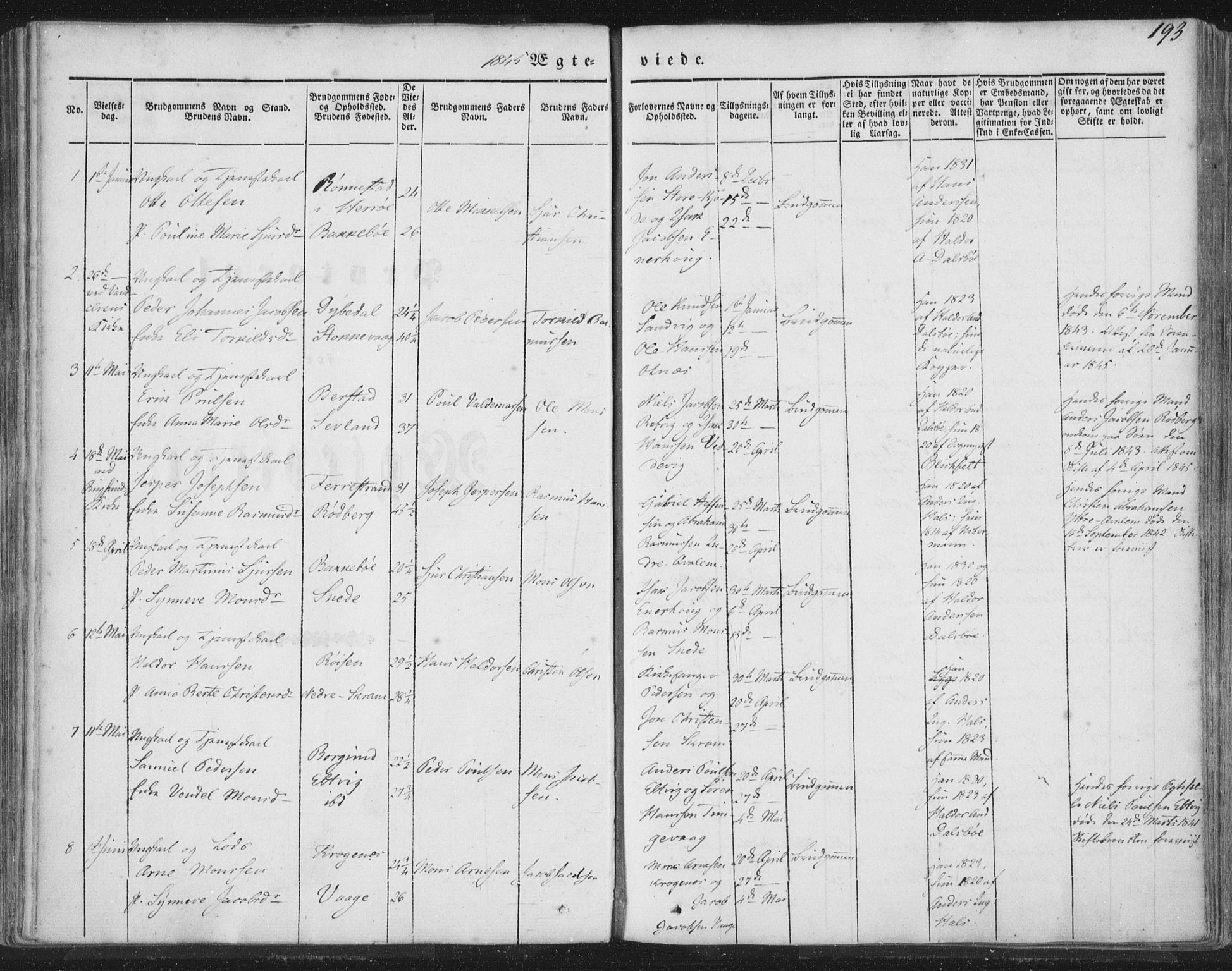 Selje sokneprestembete, SAB/A-99938/H/Ha/Haa/Haaa: Parish register (official) no. A 10, 1844-1858, p. 193
