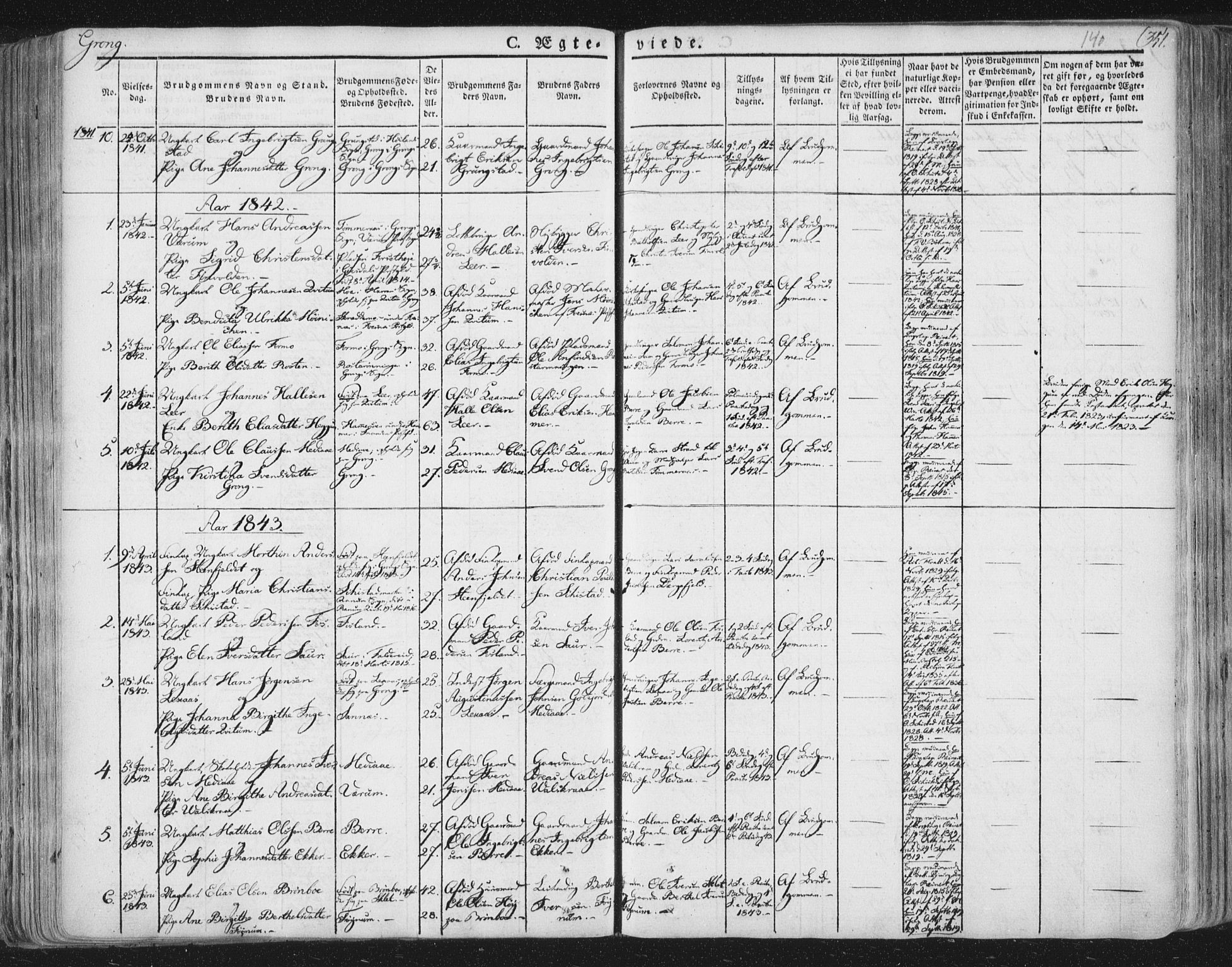 Ministerialprotokoller, klokkerbøker og fødselsregistre - Nord-Trøndelag, SAT/A-1458/758/L0513: Parish register (official) no. 758A02 /1, 1839-1868, p. 140