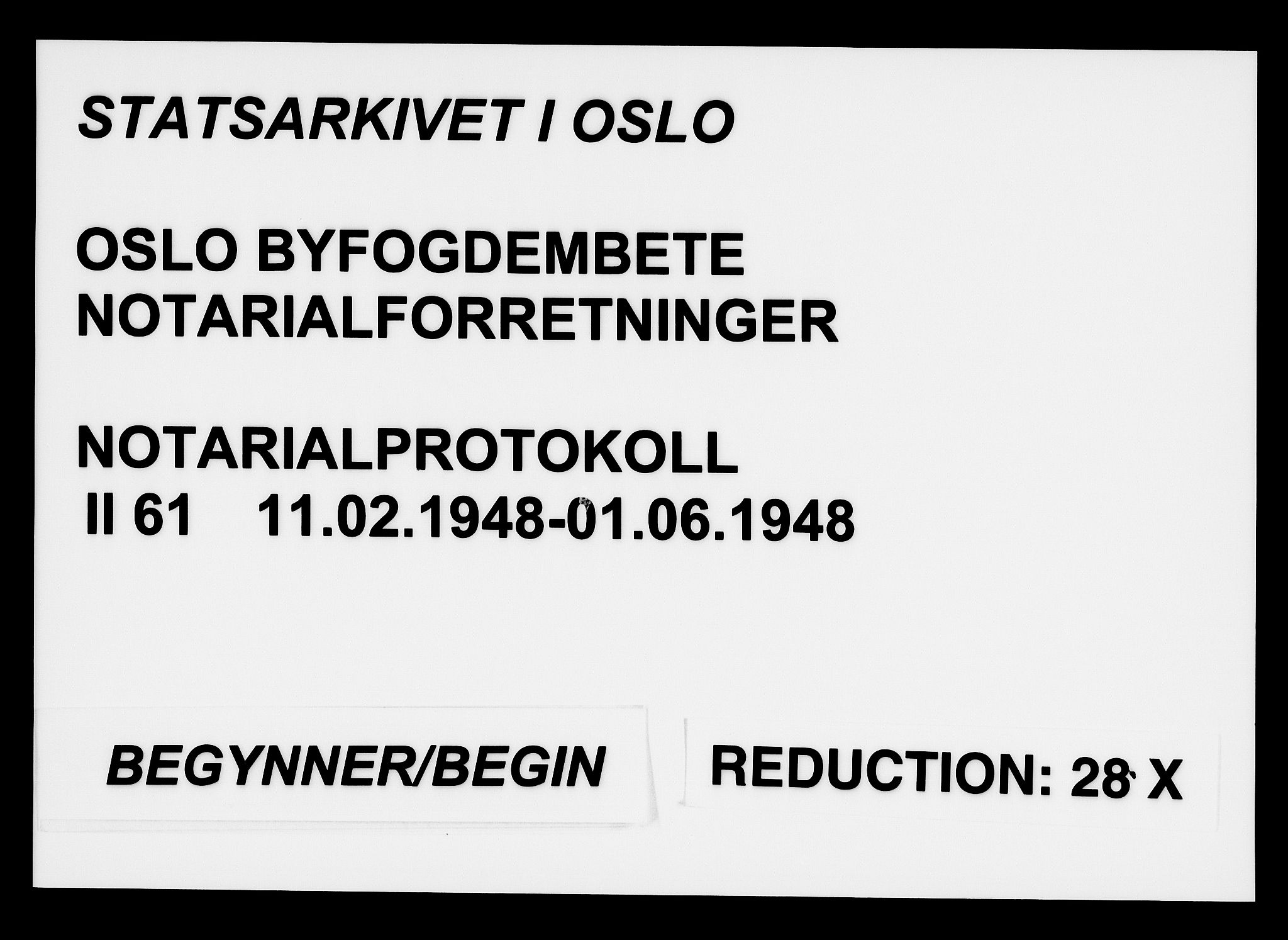 Oslo byfogd avd. I, SAO/A-10220/L/Lb/Lbb/L0061: Notarialprotokoll, rekke II: Vigsler, 1948