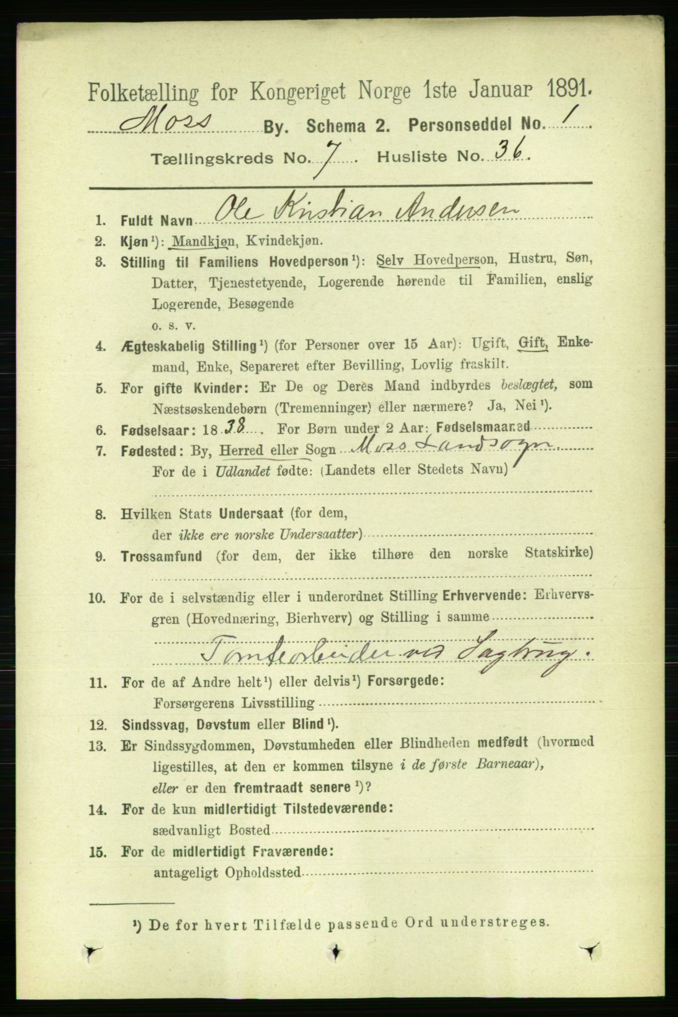 RA, 1891 census for 0104 Moss, 1891, p. 3929