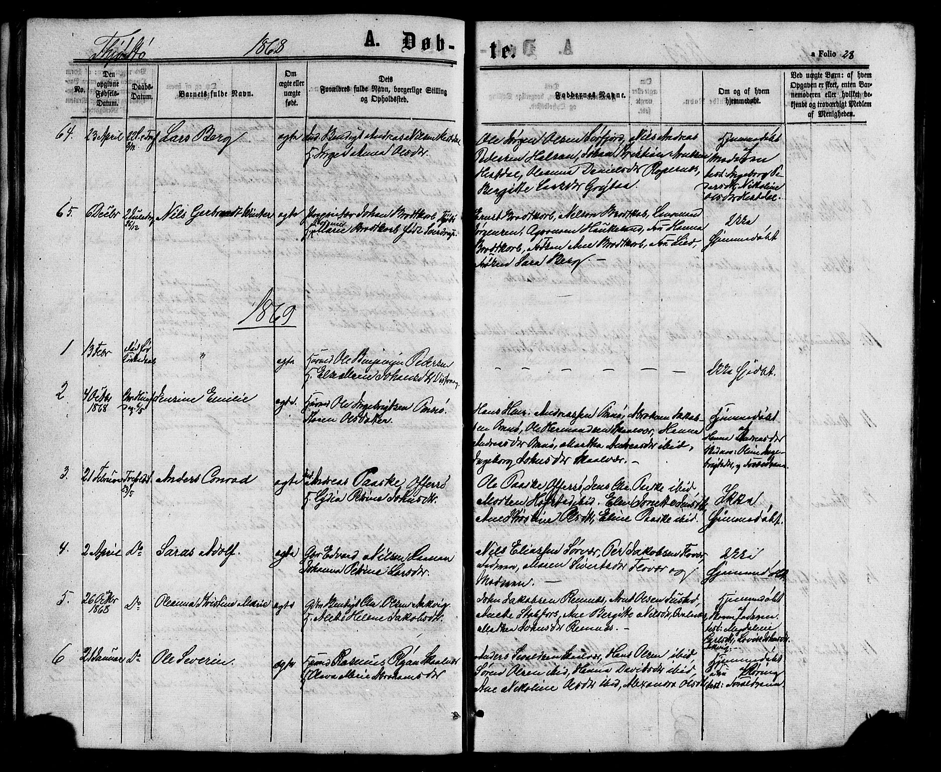 Ministerialprotokoller, klokkerbøker og fødselsregistre - Nordland, SAT/A-1459/817/L0262: Parish register (official) no. 817A03/ 1, 1862-1877, p. 28