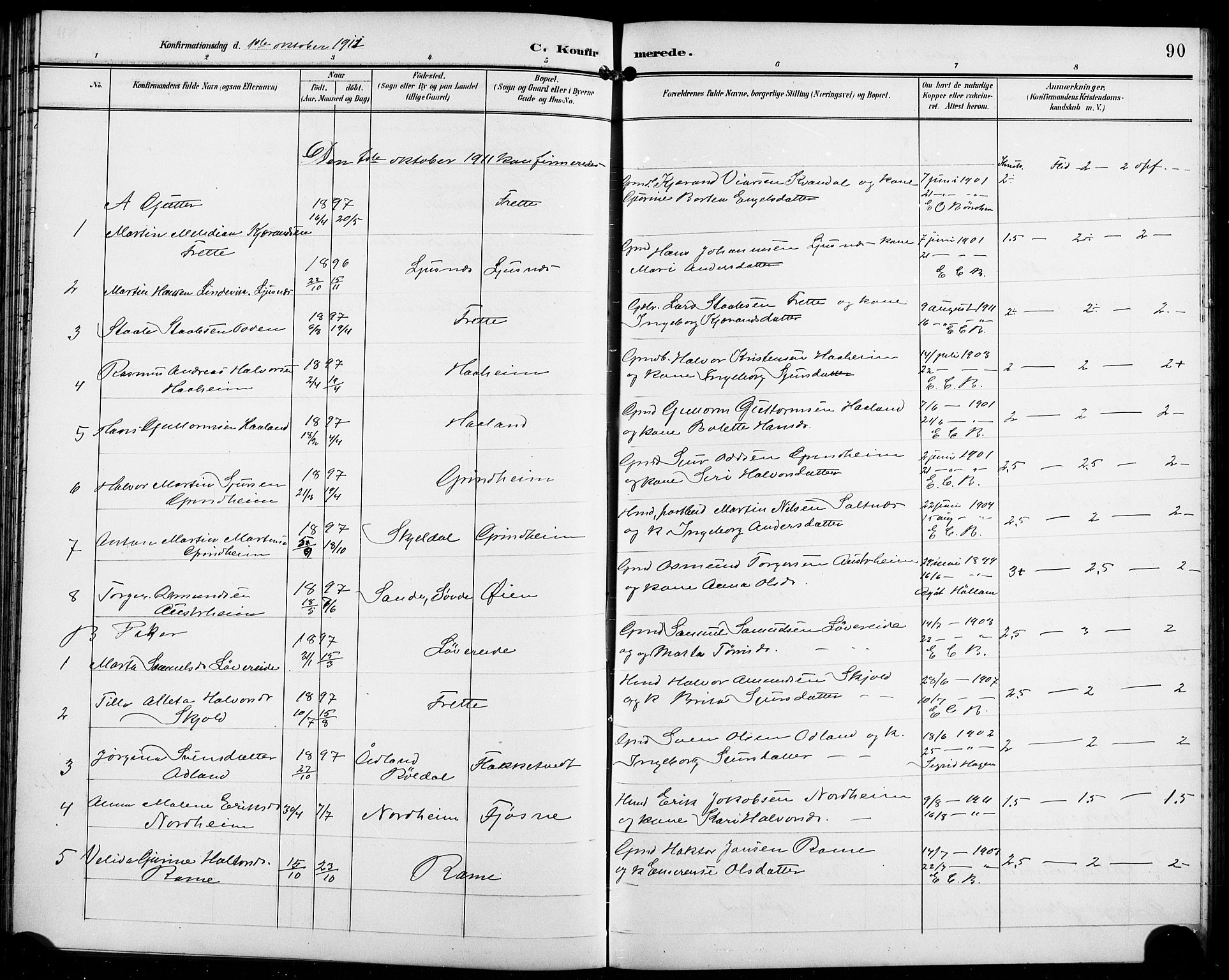 Etne sokneprestembete, SAB/A-75001/H/Hab: Parish register (copy) no. C 5, 1896-1920, p. 90