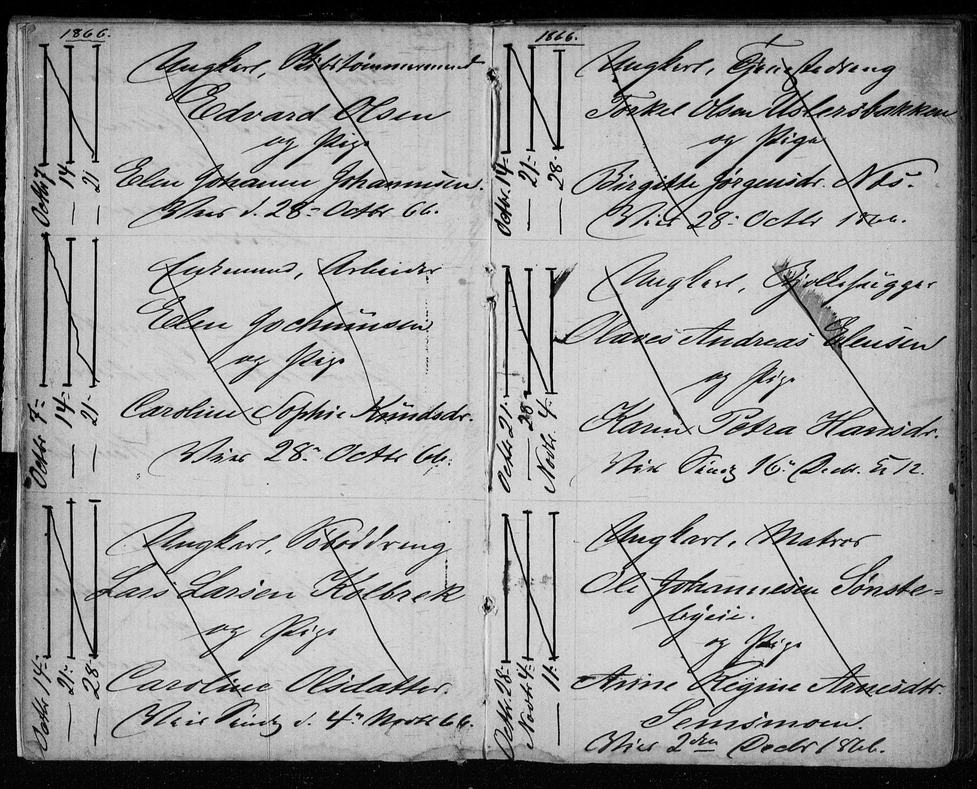 Bragernes kirkebøker, AV/SAKO-A-6/H/Ha/L0005: Banns register no. 5, 1866-1872