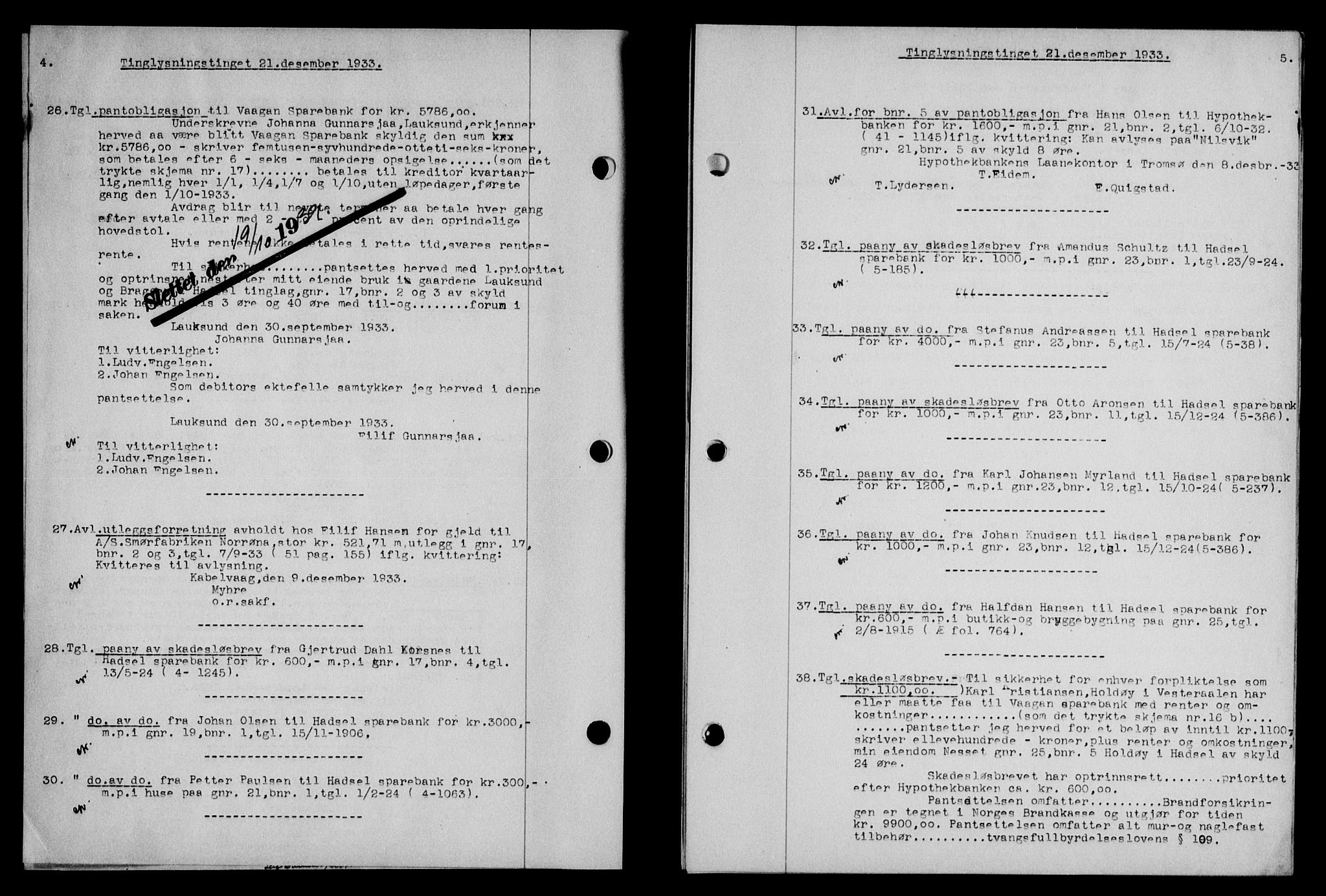 Vesterålen sorenskriveri, SAT/A-4180/1/2/2Ca/L0059: Mortgage book no. 52, 1933-1934, Deed date: 21.12.1933