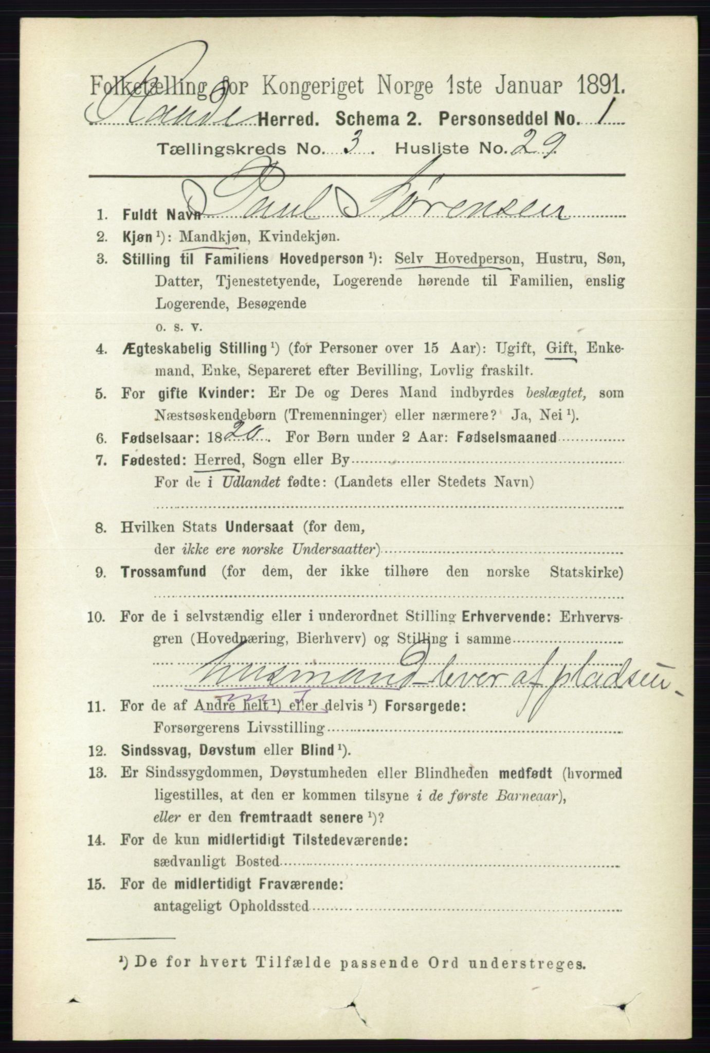 RA, 1891 census for 0135 Råde, 1891, p. 1375