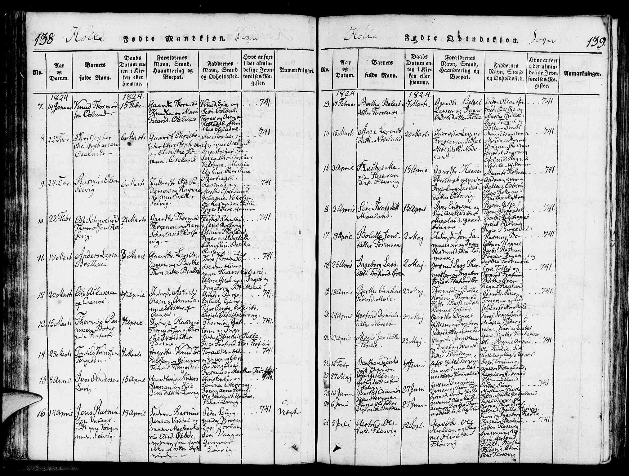 Strand sokneprestkontor, SAST/A-101828/H/Ha/Haa/L0004: Parish register (official) no. A 4 /2, 1816-1833, p. 138-139