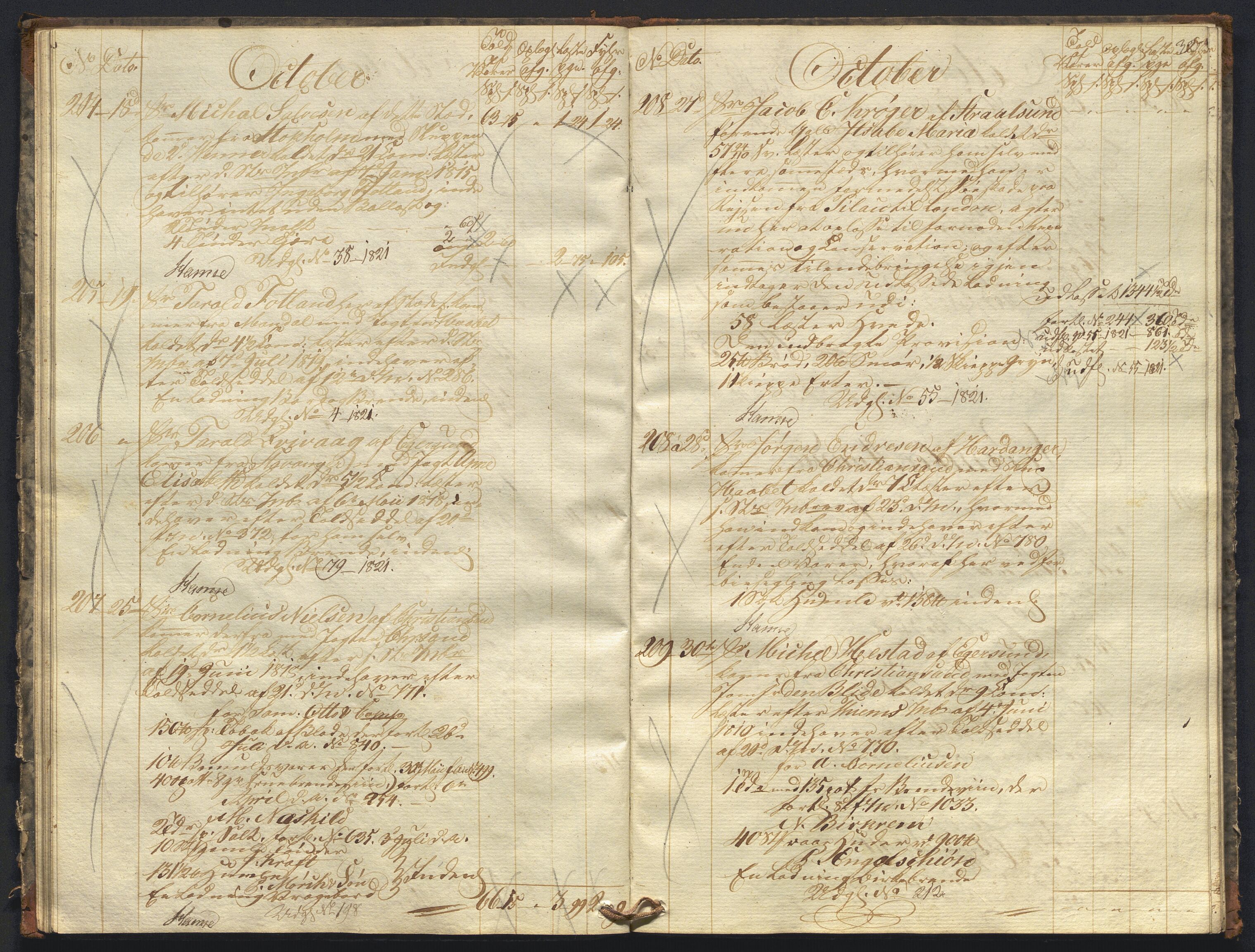 Revisjonsdepartementet, 2. revisjonskontor, AV/RA-S-1115/E/E010/L0060: Egersund: Tollbok, 1820, p. 31b-32a