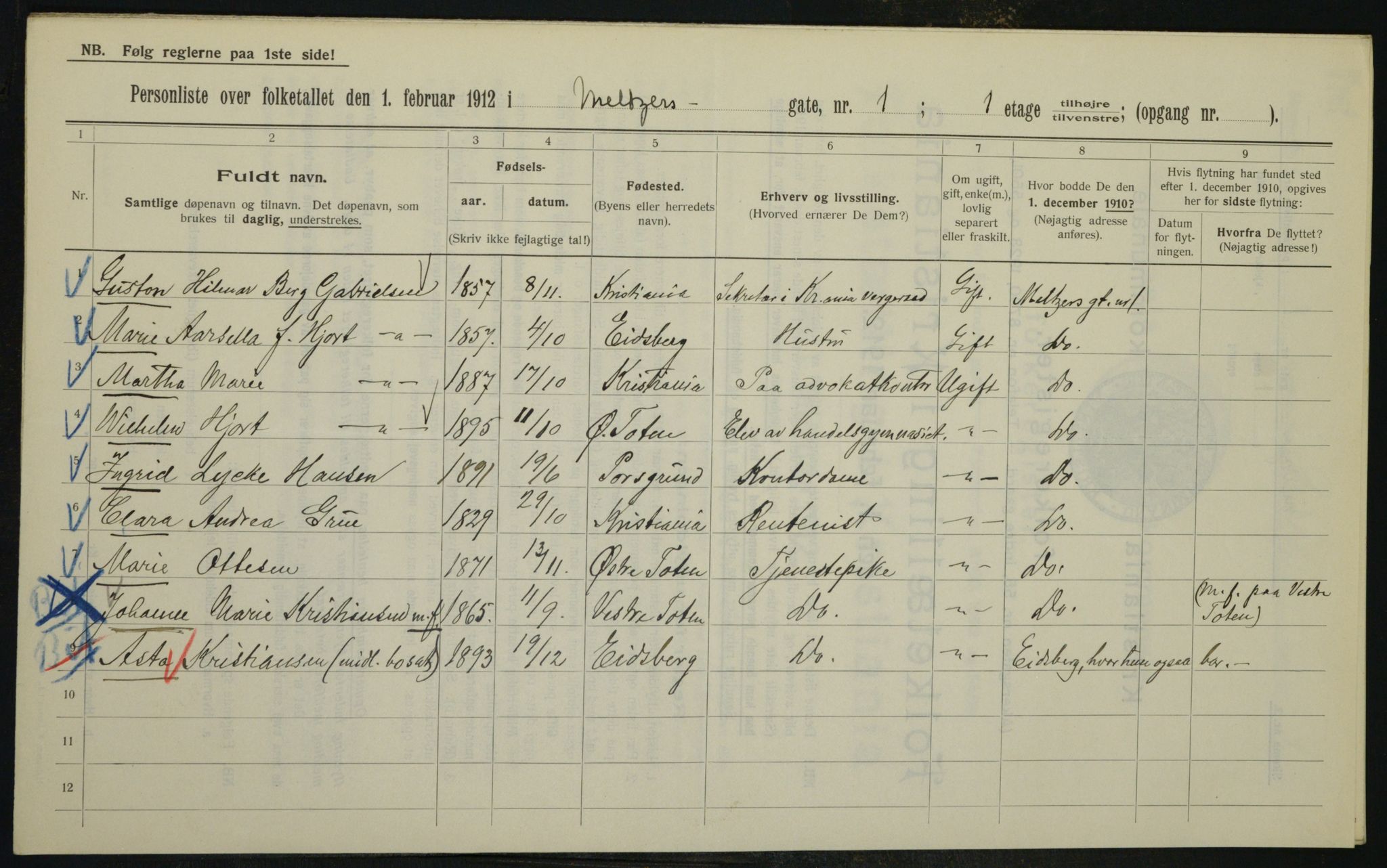 OBA, Municipal Census 1912 for Kristiania, 1912, p. 65662