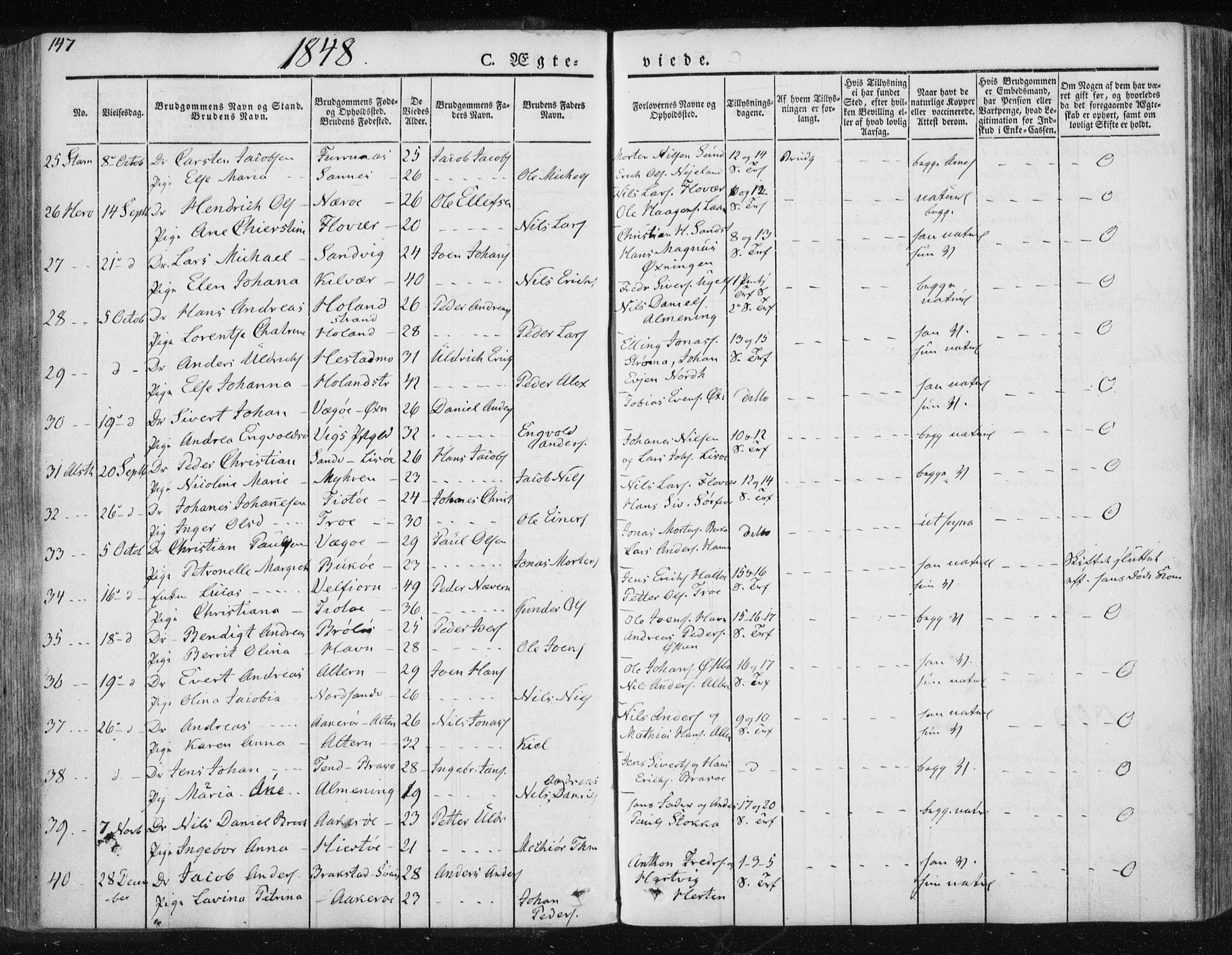 Ministerialprotokoller, klokkerbøker og fødselsregistre - Nordland, SAT/A-1459/830/L0447: Parish register (official) no. 830A11, 1831-1854, p. 147