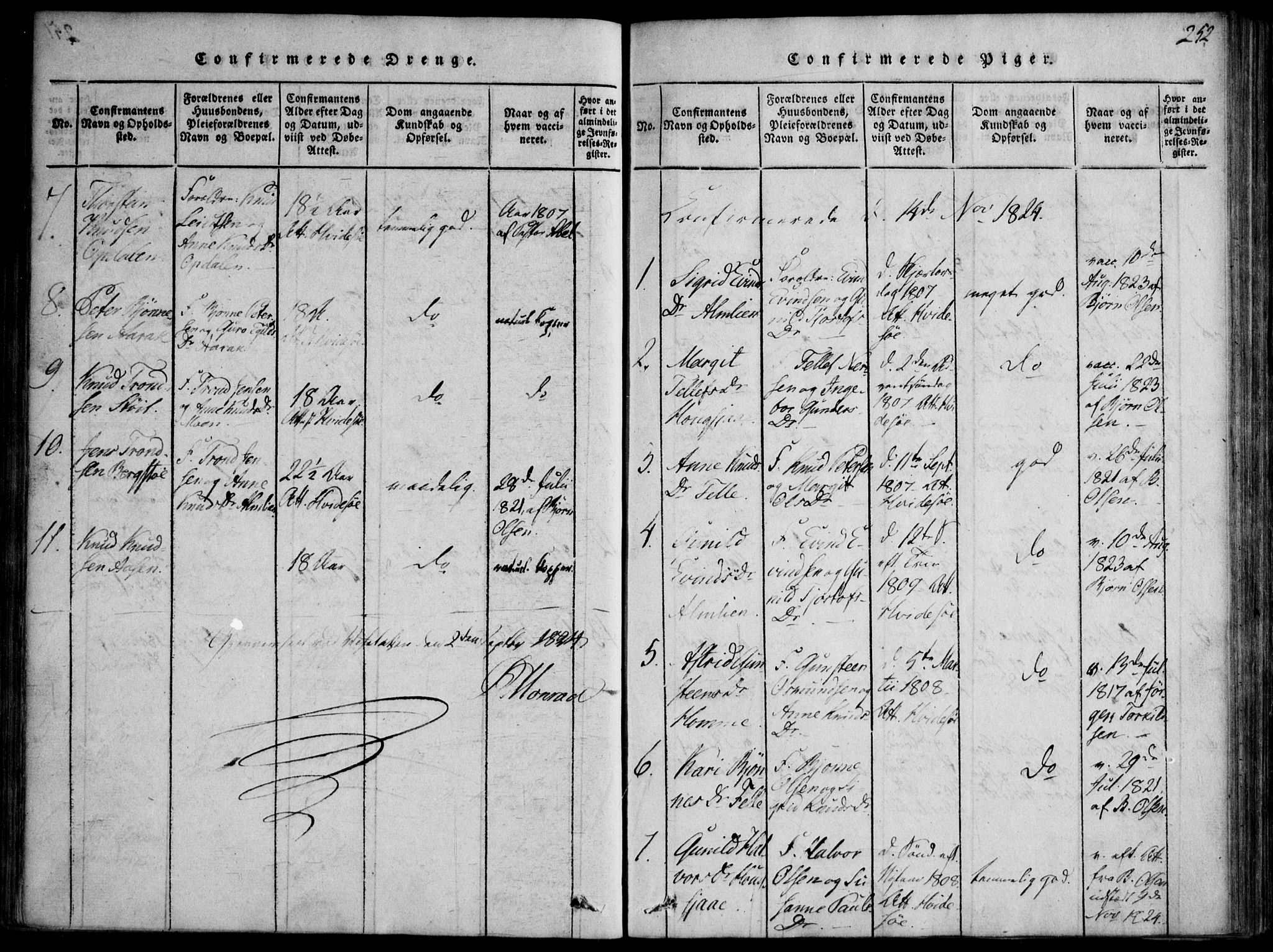 Nissedal kirkebøker, SAKO/A-288/F/Fb/L0001: Parish register (official) no. II 1, 1814-1845, p. 252