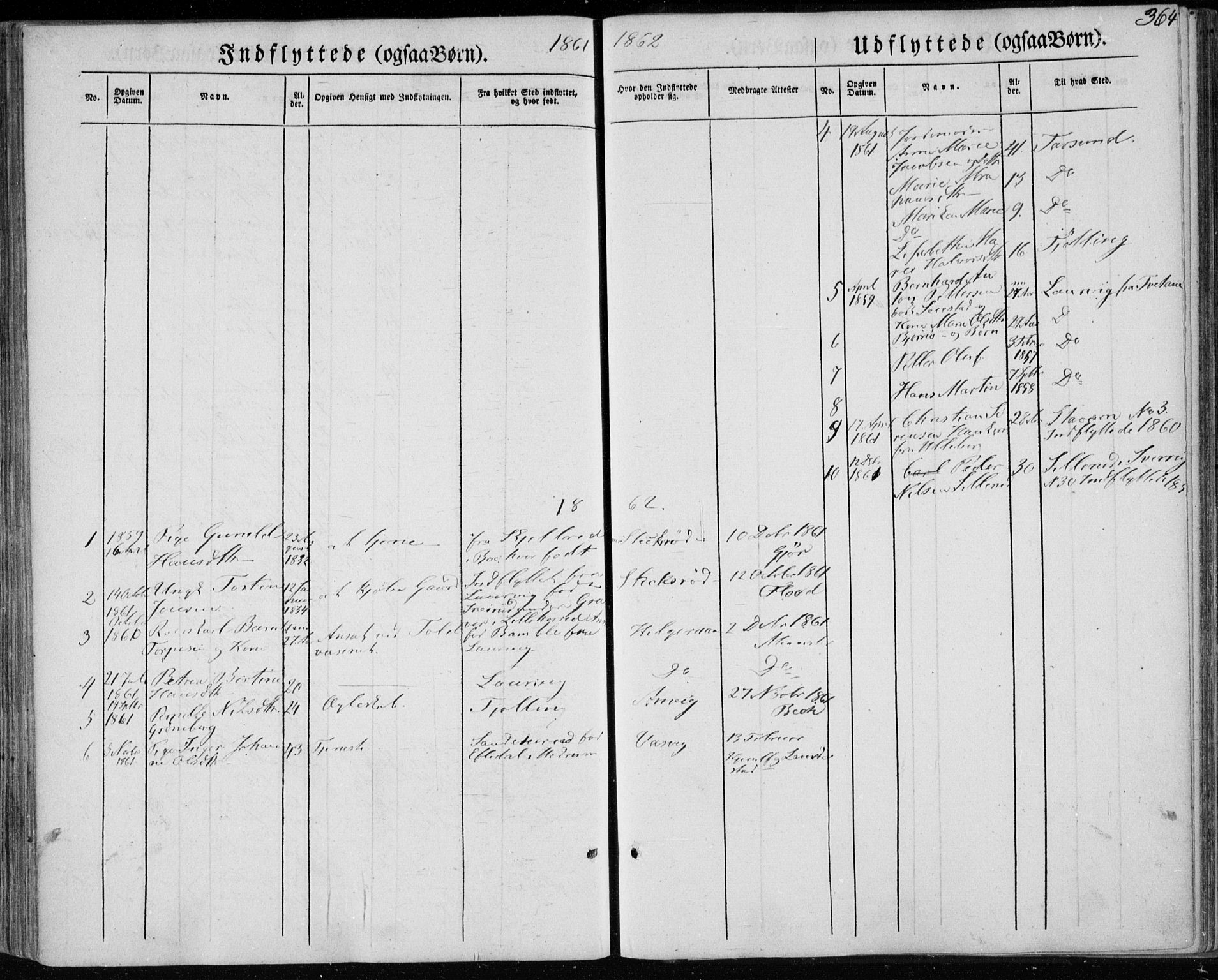 Brunlanes kirkebøker, SAKO/A-342/F/Fa/L0004: Parish register (official) no. I 4, 1846-1862, p. 364