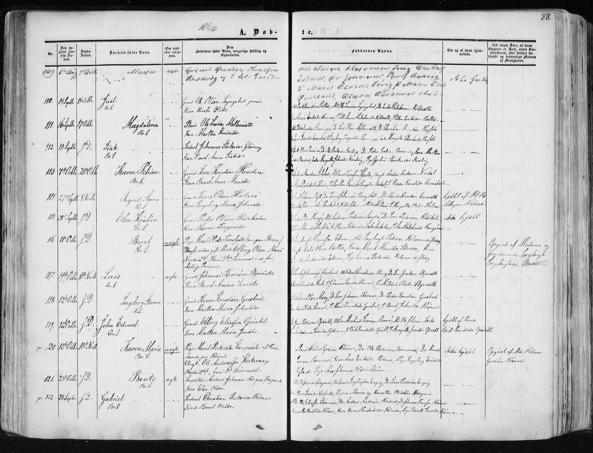 Ministerialprotokoller, klokkerbøker og fødselsregistre - Møre og Romsdal, AV/SAT-A-1454/568/L0804: Parish register (official) no. 568A11, 1854-1868, p. 88