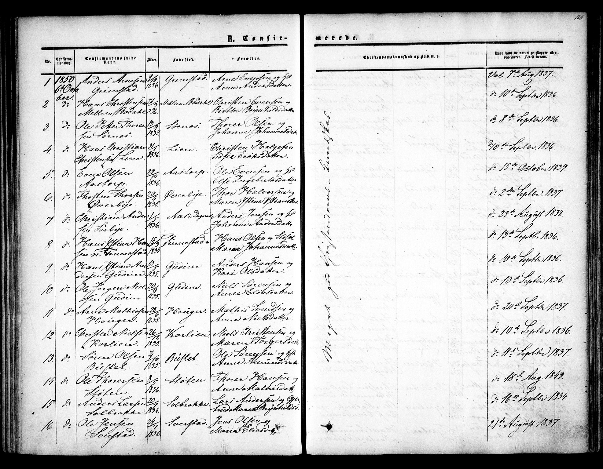 Rakkestad prestekontor Kirkebøker, AV/SAO-A-2008/F/Fa/L0009: Parish register (official) no. I 9, 1850-1856, p. 126