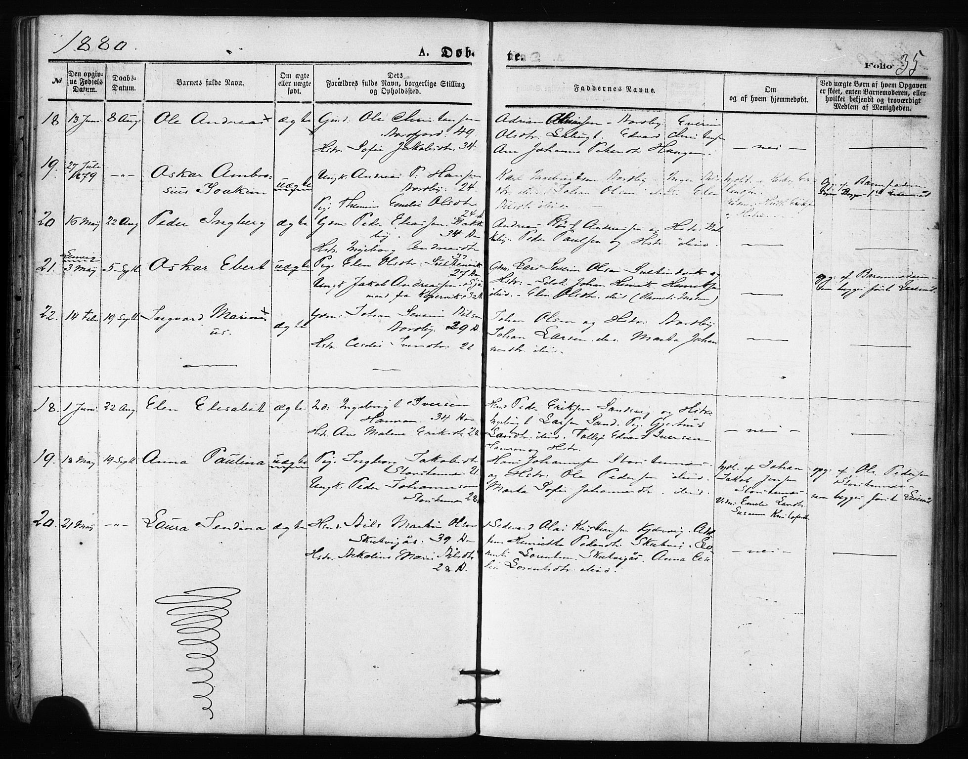Balsfjord sokneprestembete, SATØ/S-1303/G/Ga/L0002kirke: Parish register (official) no. 2, 1871-1886, p. 35