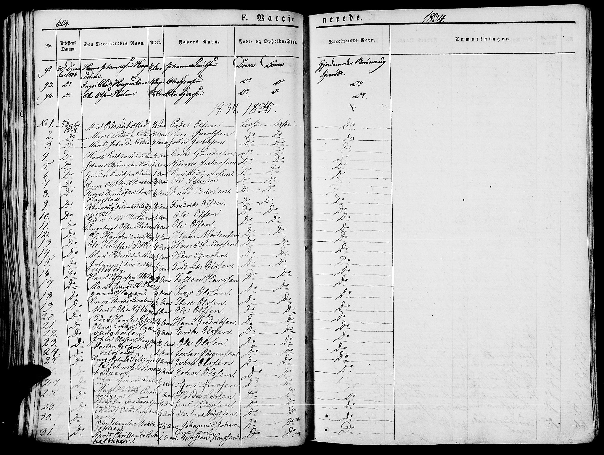 Lesja prestekontor, SAH/PREST-068/H/Ha/Haa/L0005: Parish register (official) no. 5, 1830-1842, p. 604
