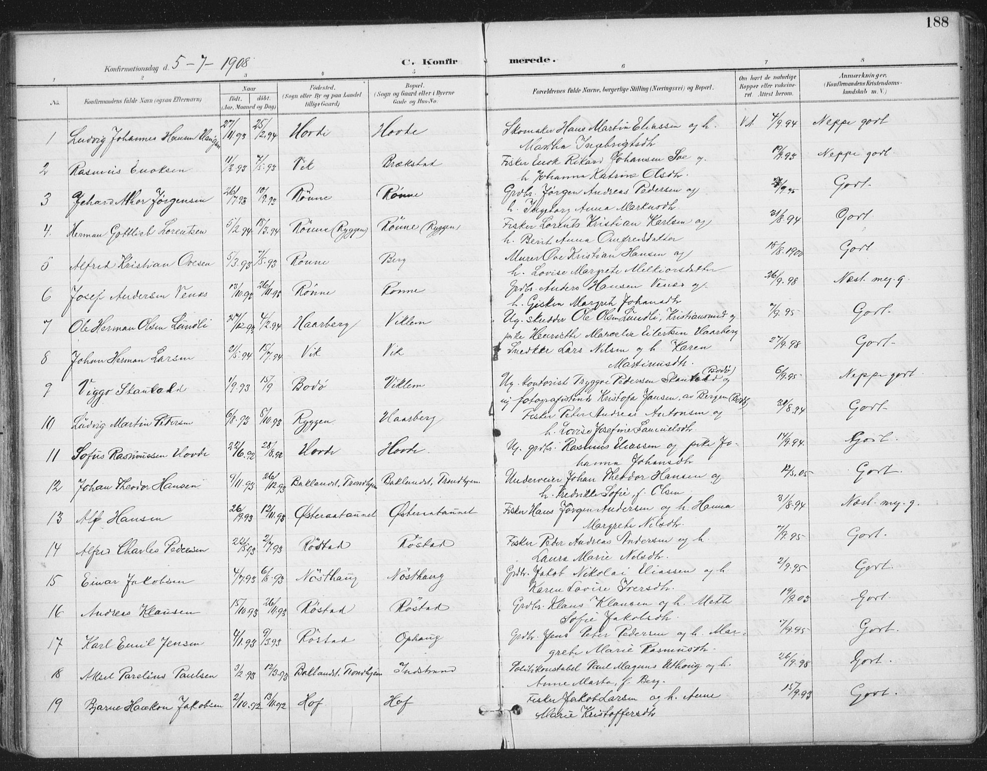 Ministerialprotokoller, klokkerbøker og fødselsregistre - Sør-Trøndelag, SAT/A-1456/659/L0743: Parish register (official) no. 659A13, 1893-1910, p. 188