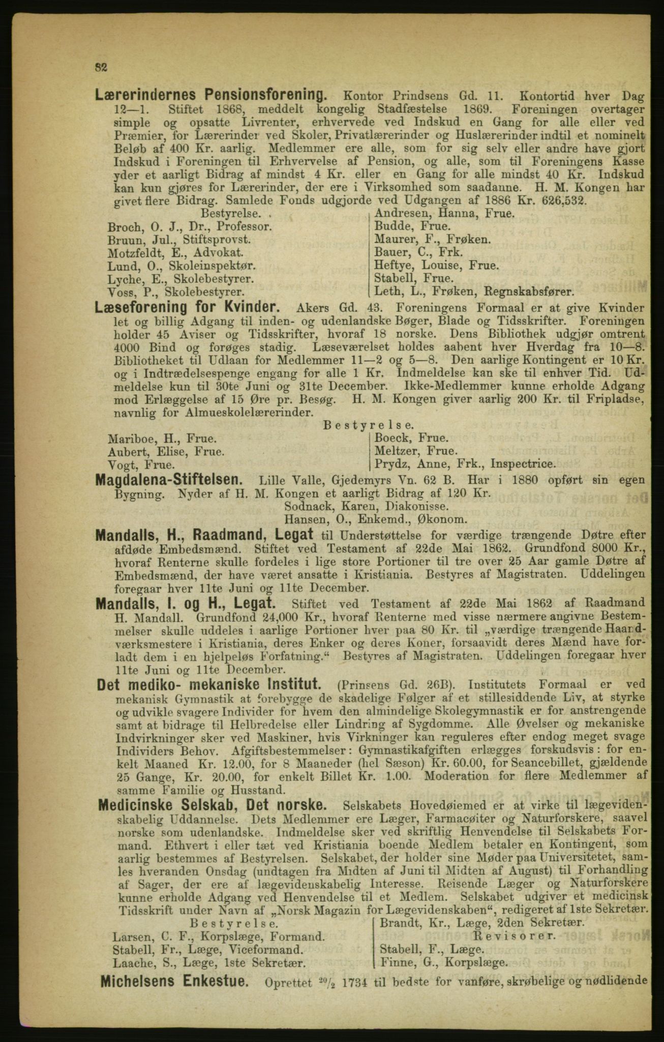 Kristiania/Oslo adressebok, PUBL/-, 1888, p. 82