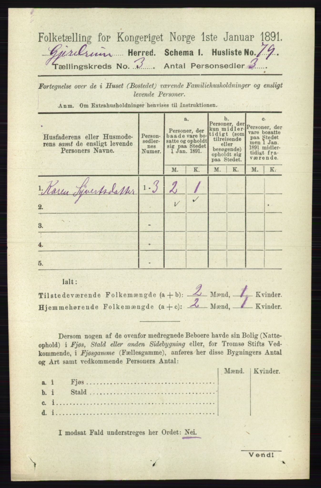 RA, 1891 census for 0234 Gjerdrum, 1891, p. 1239