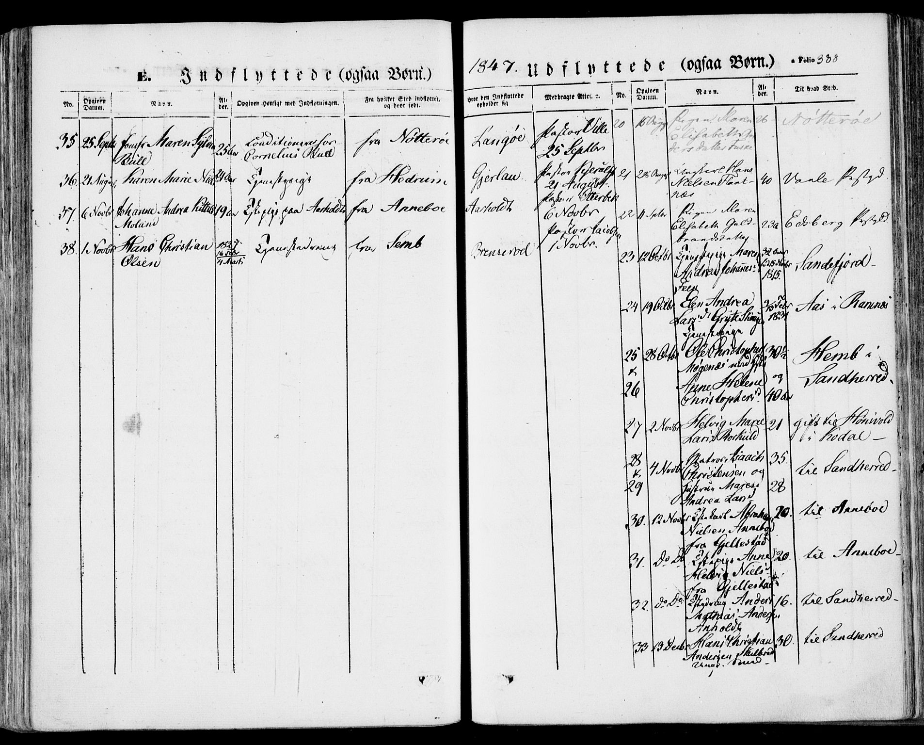 Stokke kirkebøker, AV/SAKO-A-320/F/Fa/L0007: Parish register (official) no. I 7, 1844-1857, p. 388