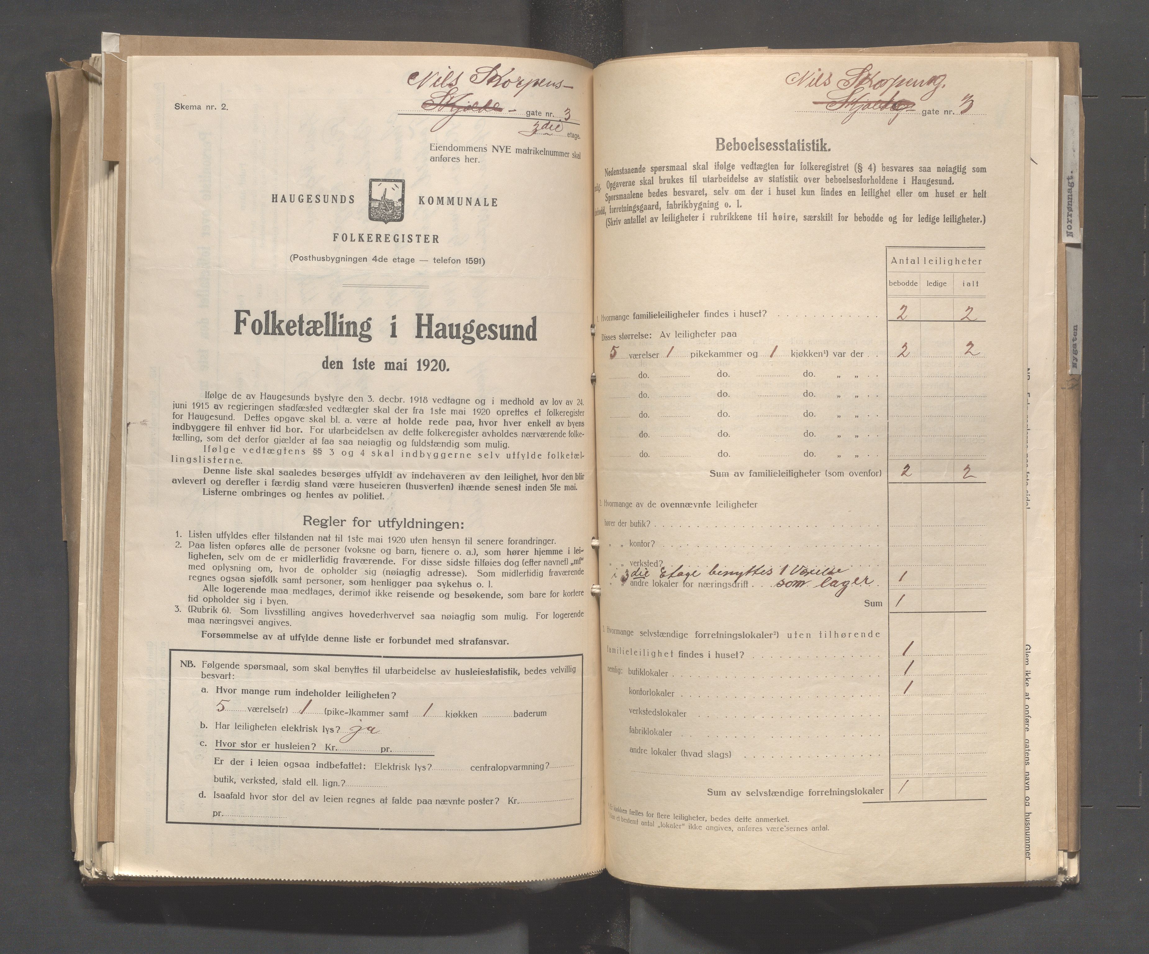 IKAR, Local census 1.5.1920 for Haugesund, 1920, p. 2988