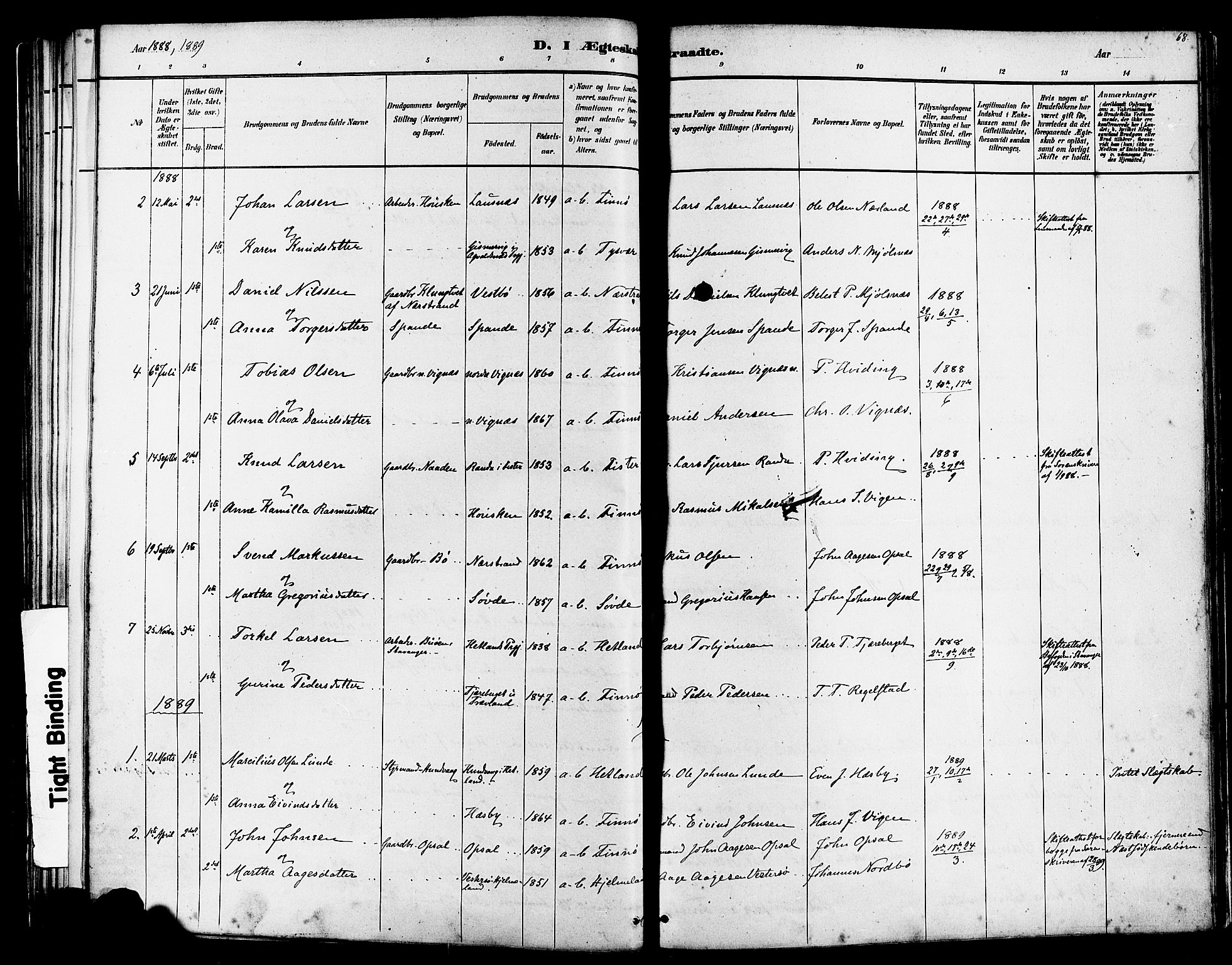 Finnøy sokneprestkontor, SAST/A-101825/H/Ha/Haa/L0010: Parish register (official) no. A 10, 1879-1890, p. 68