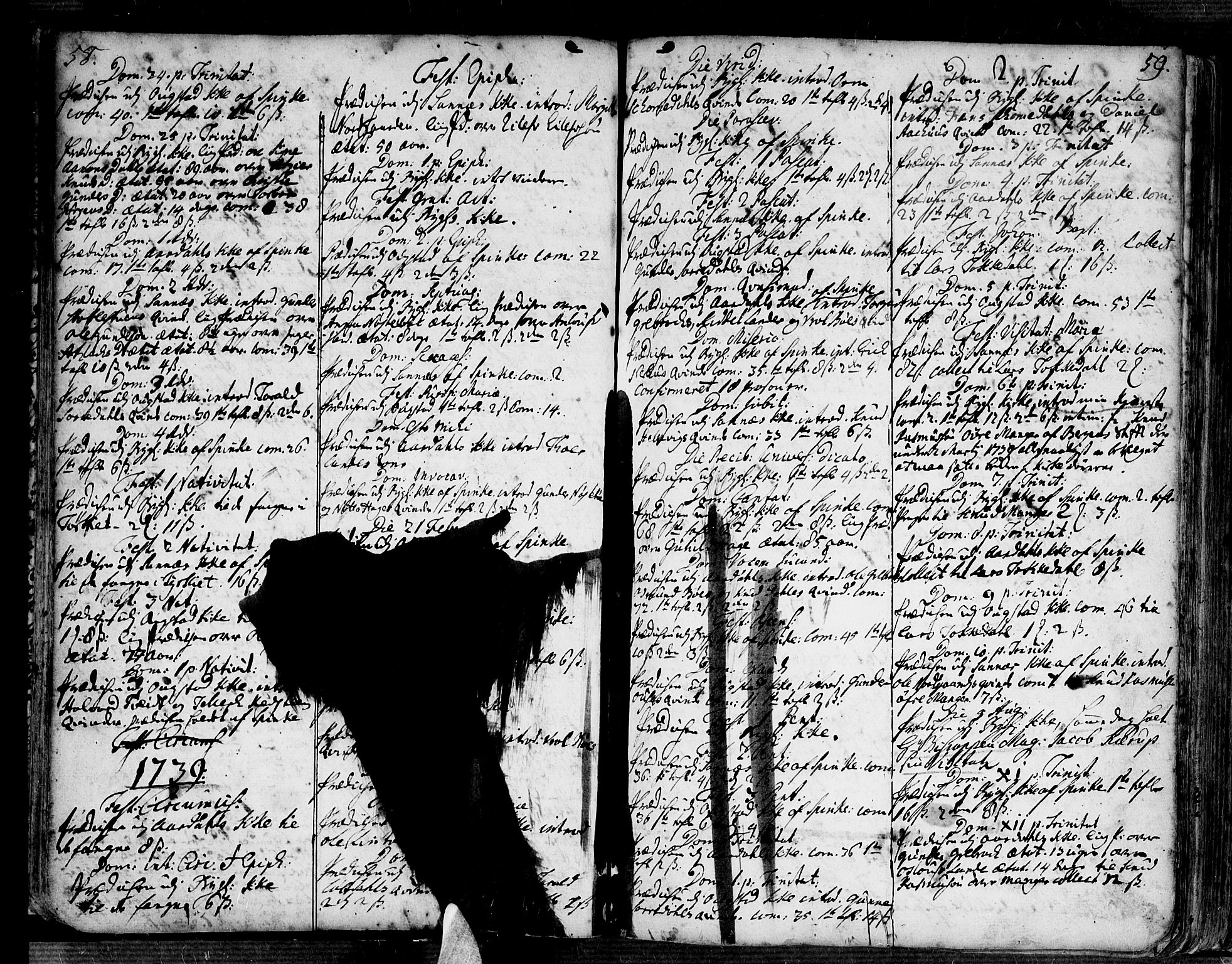 Bygland sokneprestkontor, SAK/1111-0006/F/Fa/Fab/L0001: Parish register (official) no. A 1, 1725-1766, p. 58-59