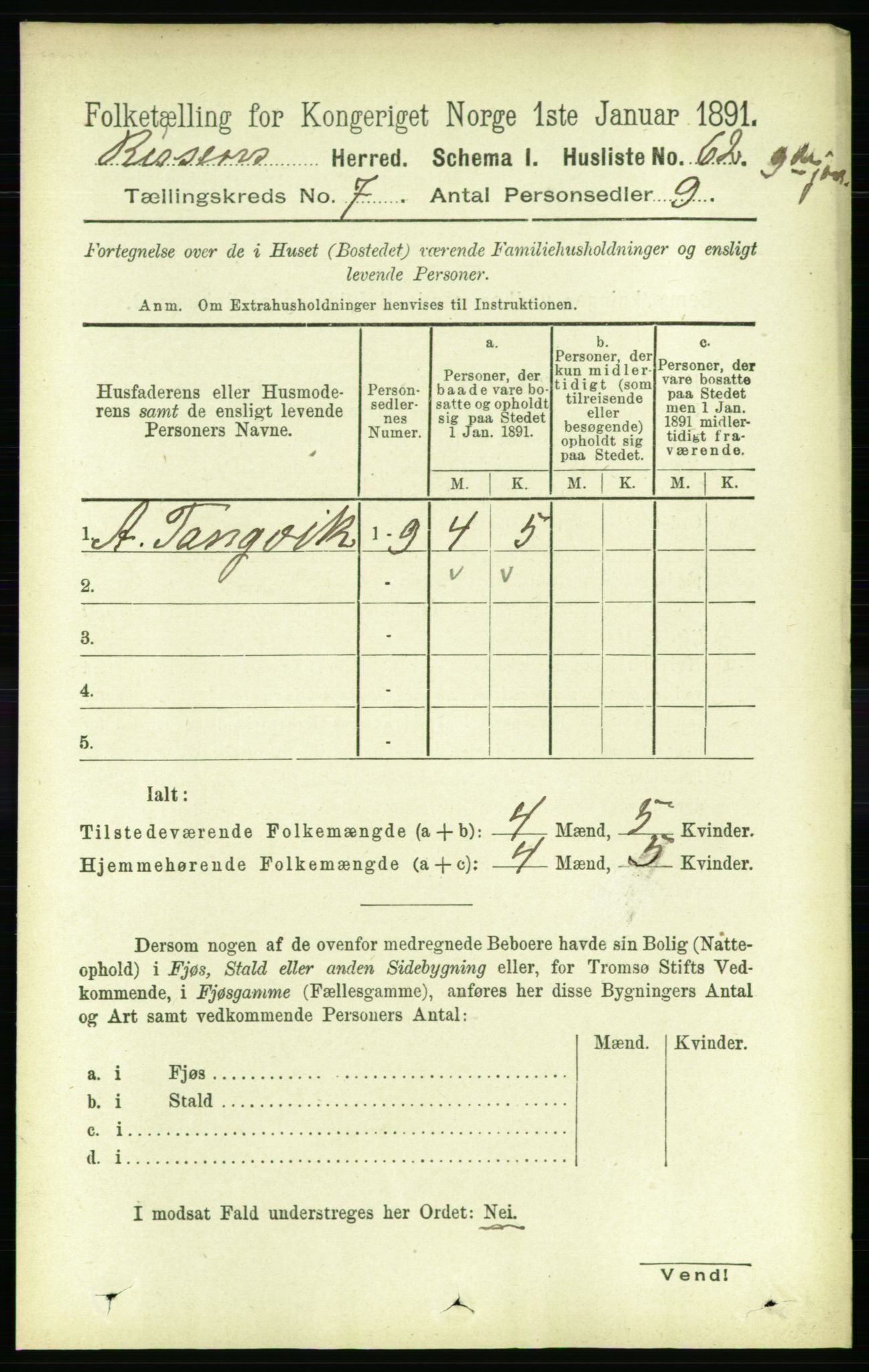 RA, 1891 census for 1624 Rissa, 1891, p. 3958