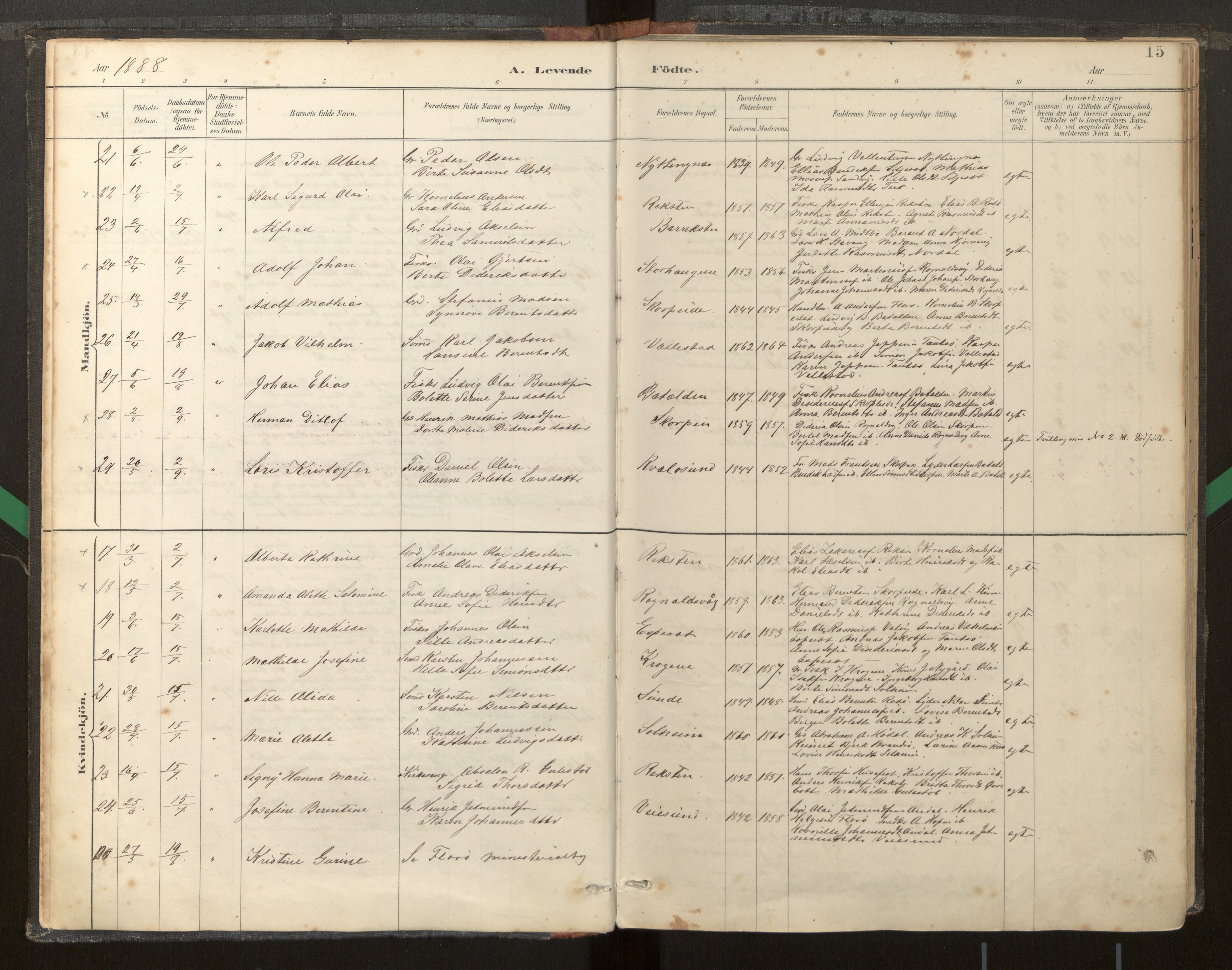 Kinn sokneprestembete, AV/SAB-A-80801/H/Haa/Haab/L0001: Parish register (official) no. B 1, 1886-1921, p. 15