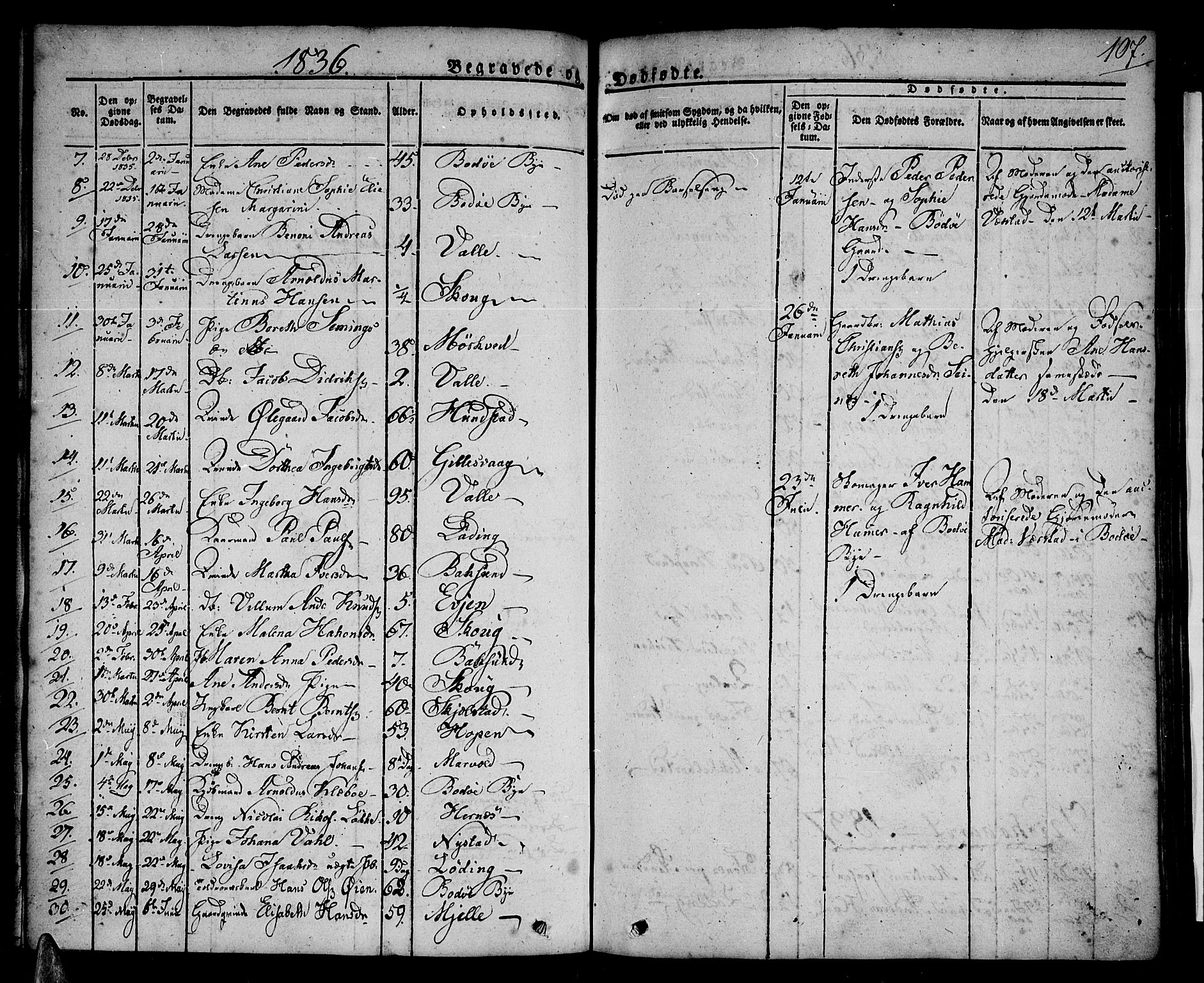 Ministerialprotokoller, klokkerbøker og fødselsregistre - Nordland, SAT/A-1459/801/L0006: Parish register (official) no. 801A06, 1834-1845, p. 107