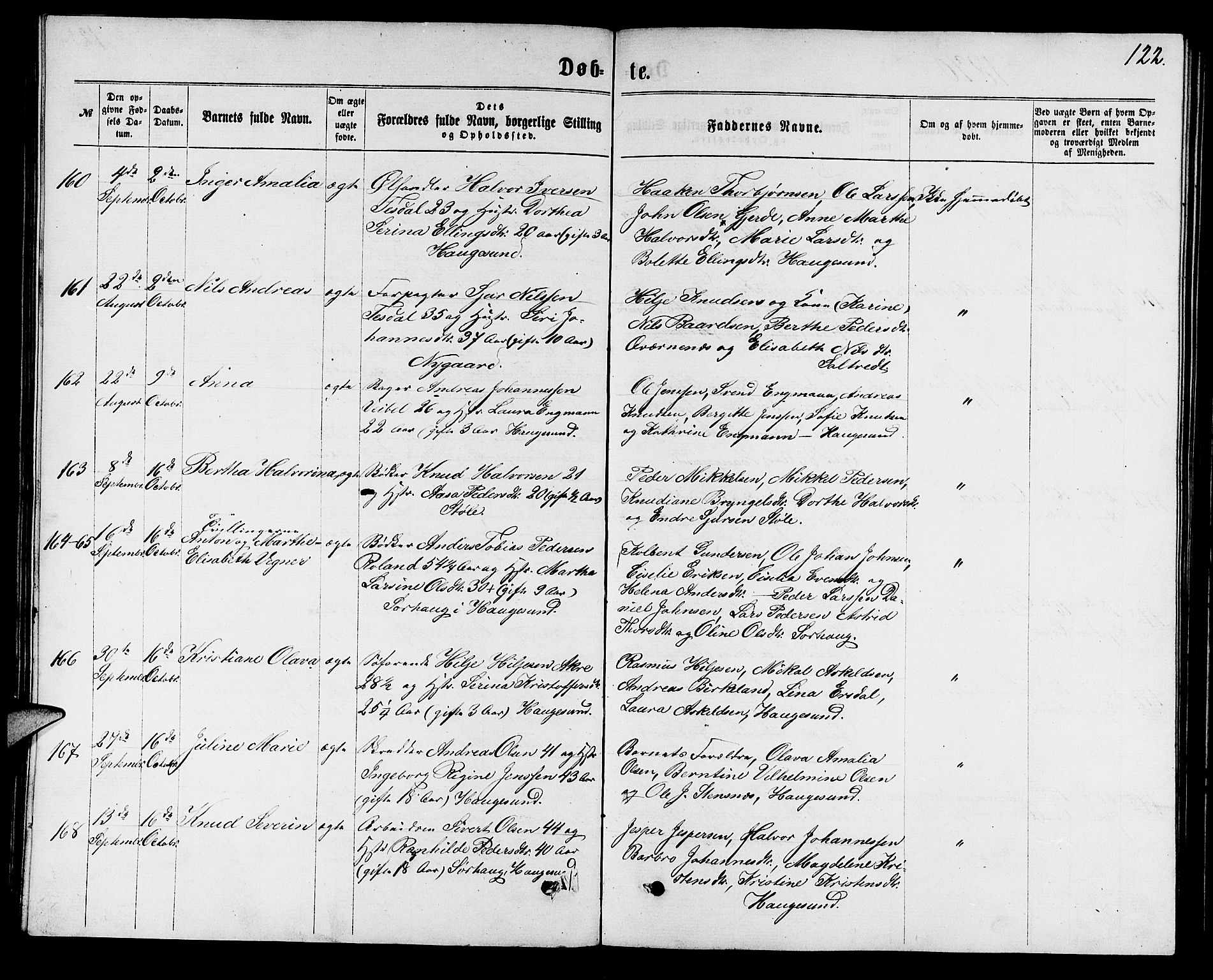 Torvastad sokneprestkontor, AV/SAST-A -101857/H/Ha/Hab/L0007: Parish register (copy) no. B 7, 1866-1873, p. 122