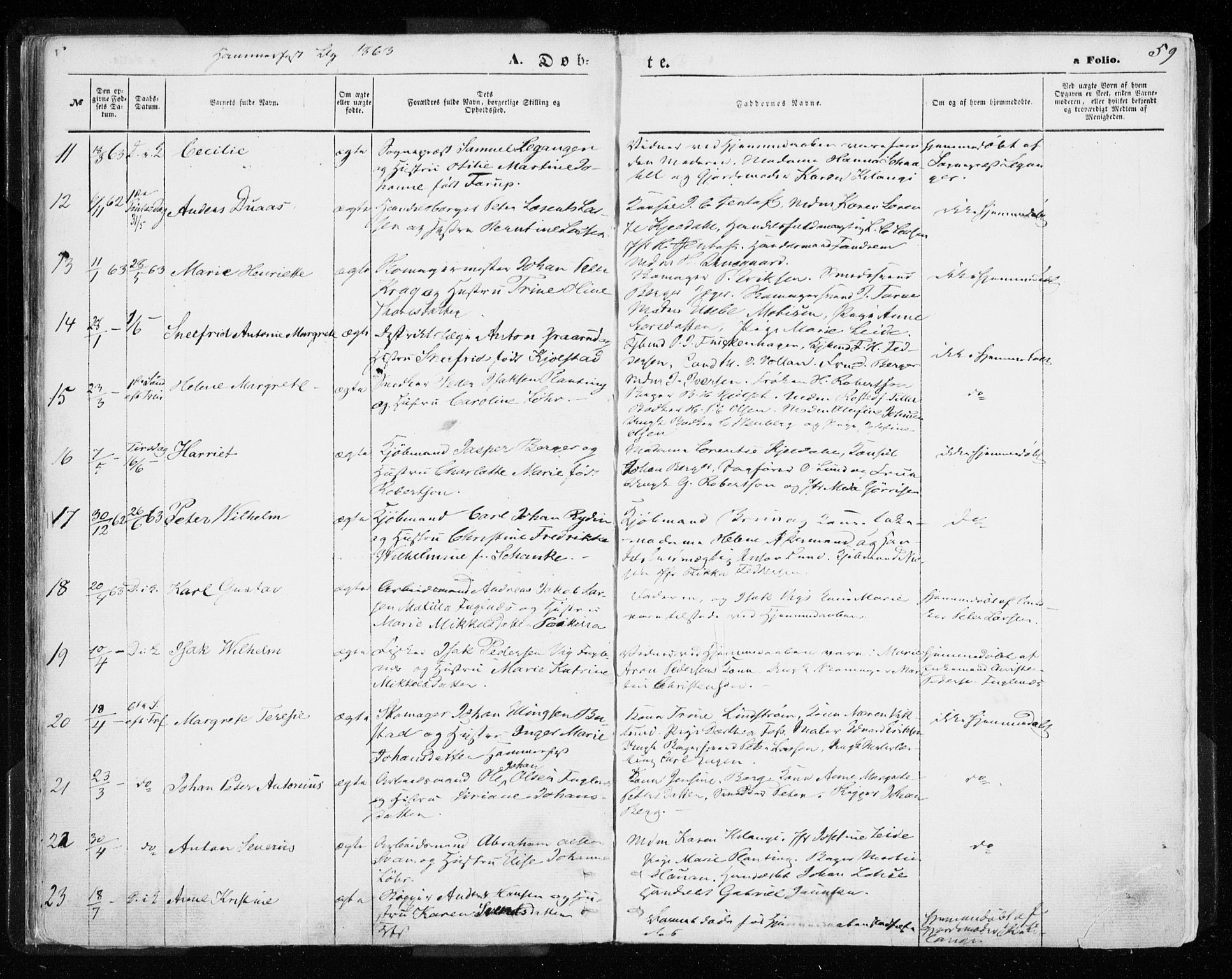 Hammerfest sokneprestkontor, AV/SATØ-S-1347/H/Ha/L0005.kirke: Parish register (official) no. 5, 1857-1869, p. 59