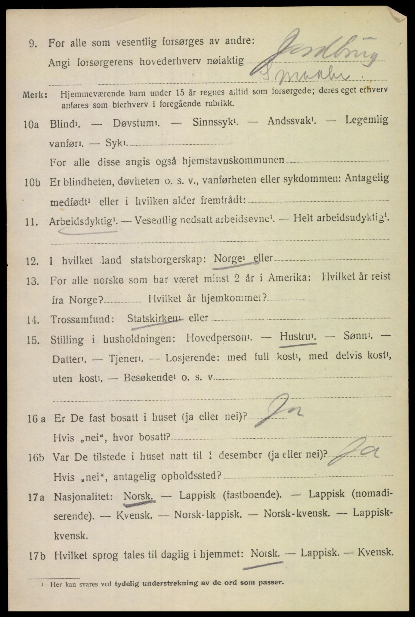 SAT, 1920 census for Gimsøy, 1920, p. 1294