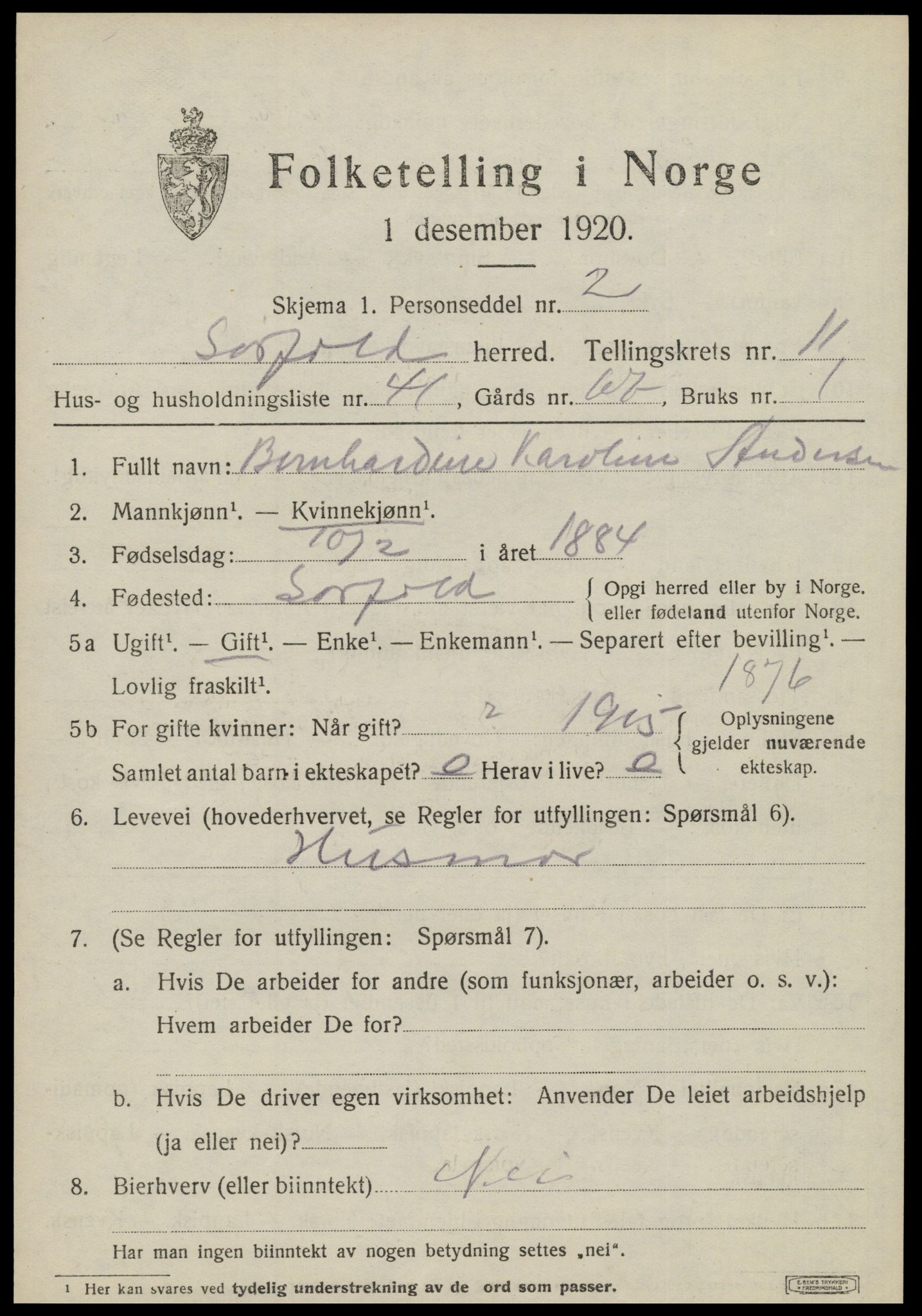 SAT, 1920 census for Sørfold, 1920, p. 6099