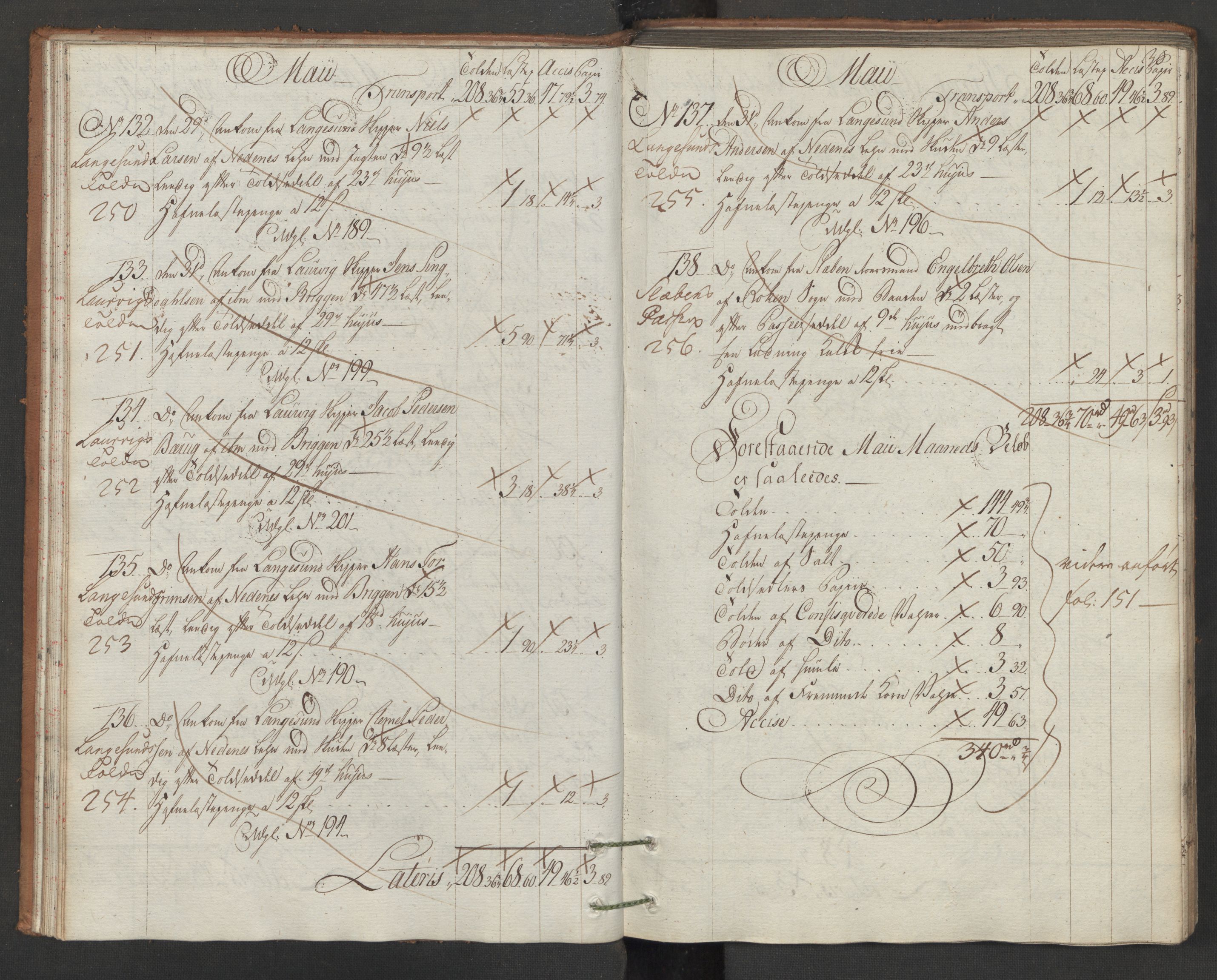 Generaltollkammeret, tollregnskaper, AV/RA-EA-5490/R15/L0105/0001: Tollregnskaper Arendal / Inngående hovedtollbok, 1786, p. 29b-30a