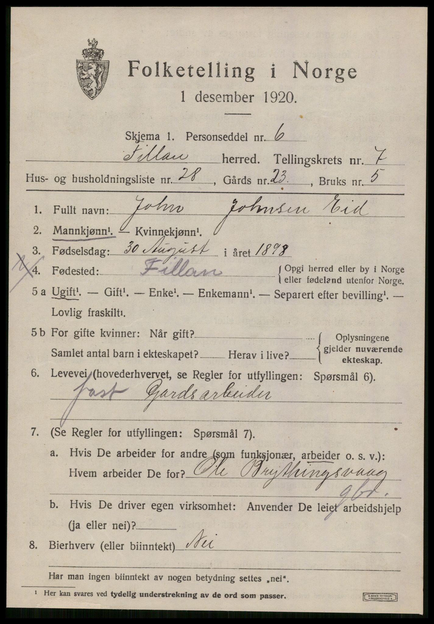 SAT, 1920 census for Fillan, 1920, p. 3392