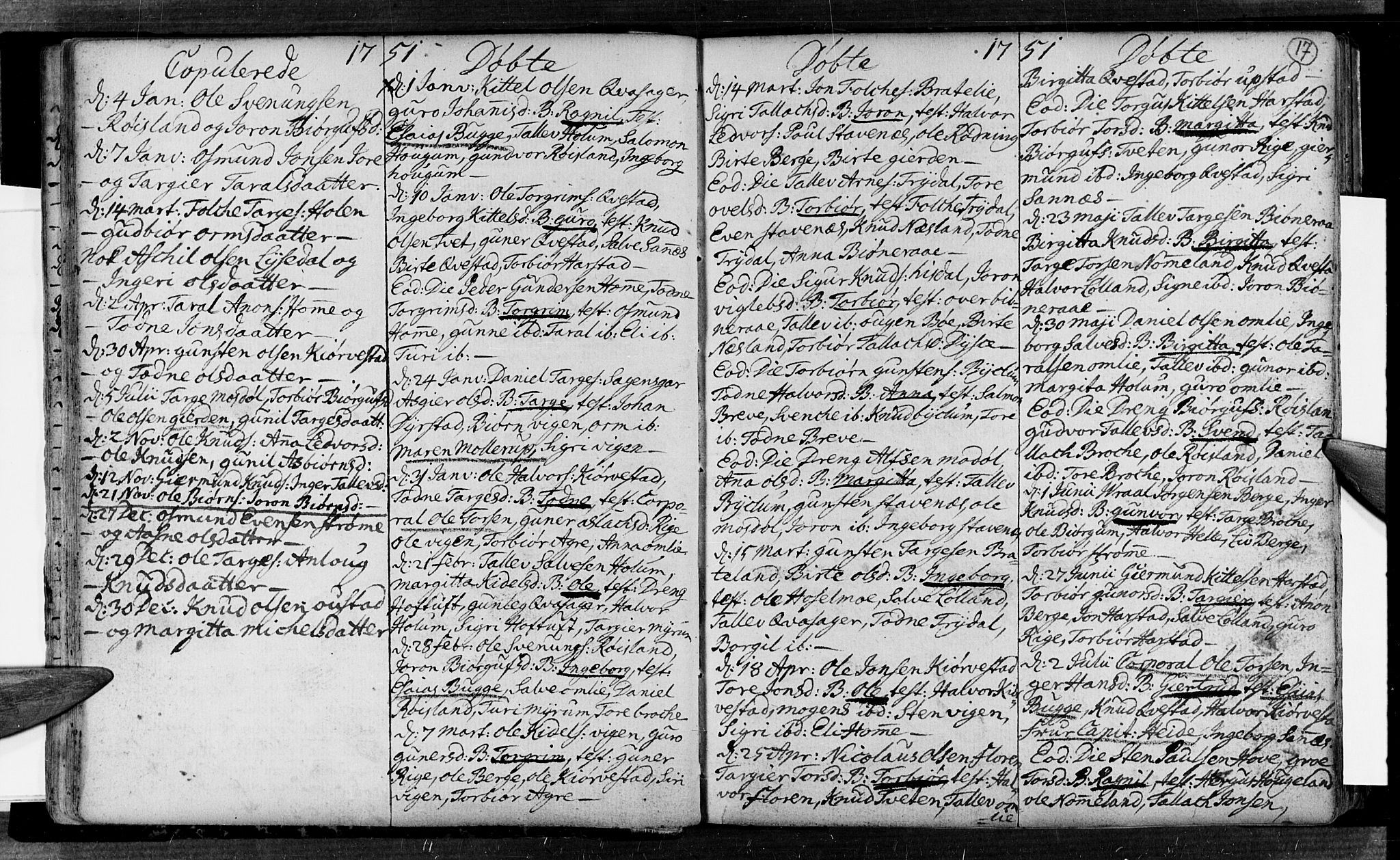 Valle sokneprestkontor, AV/SAK-1111-0044/F/Fa/Fac/L0002: Parish register (official) no. A 2, 1745-1776, p. 17