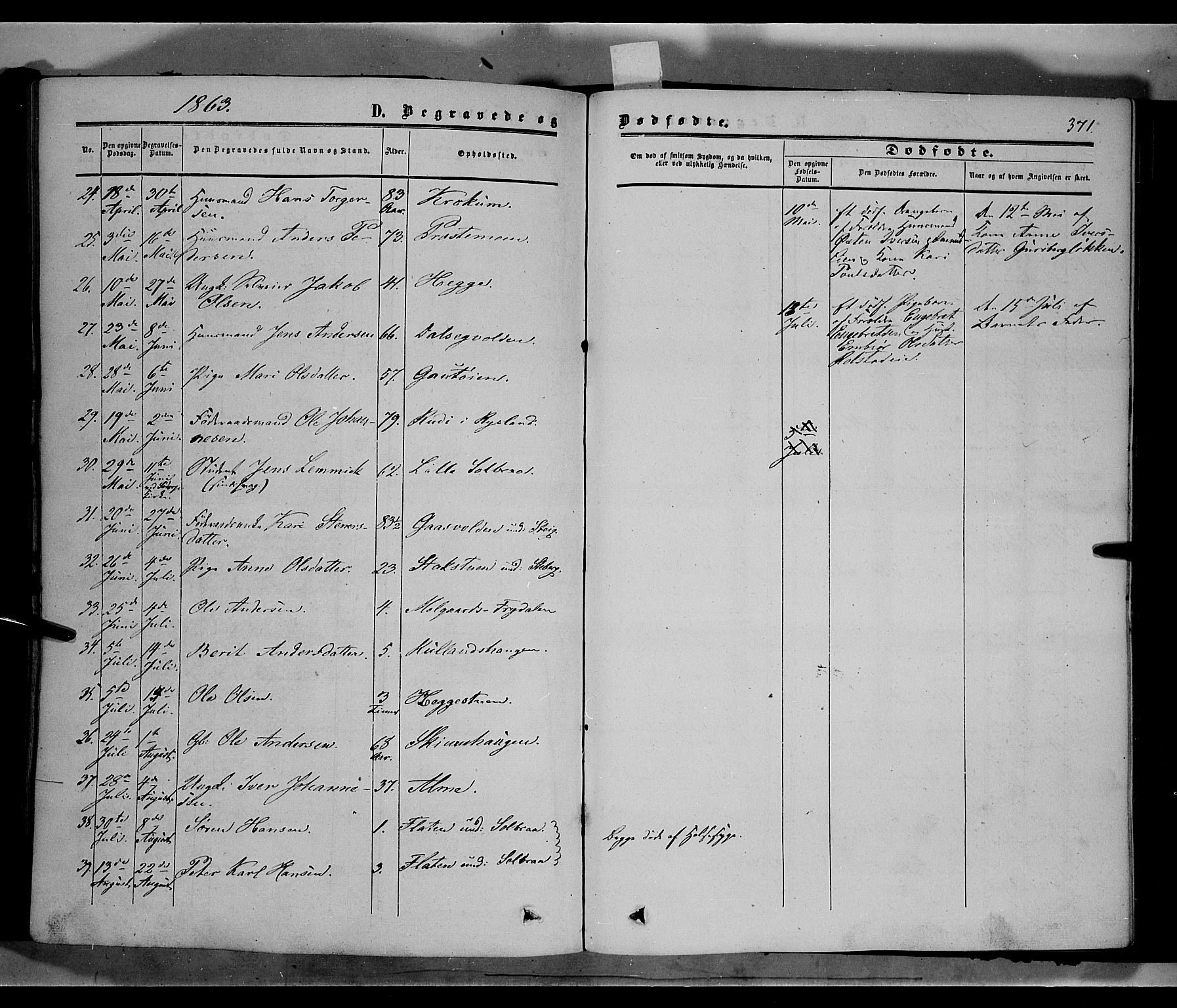 Sør-Fron prestekontor, AV/SAH-PREST-010/H/Ha/Haa/L0001: Parish register (official) no. 1, 1849-1863, p. 371