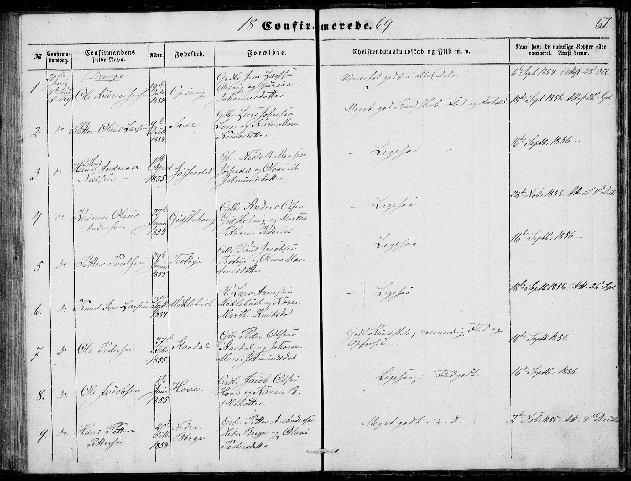 Ministerialprotokoller, klokkerbøker og fødselsregistre - Møre og Romsdal, SAT/A-1454/520/L0281: Parish register (official) no. 520A10, 1851-1881, p. 67