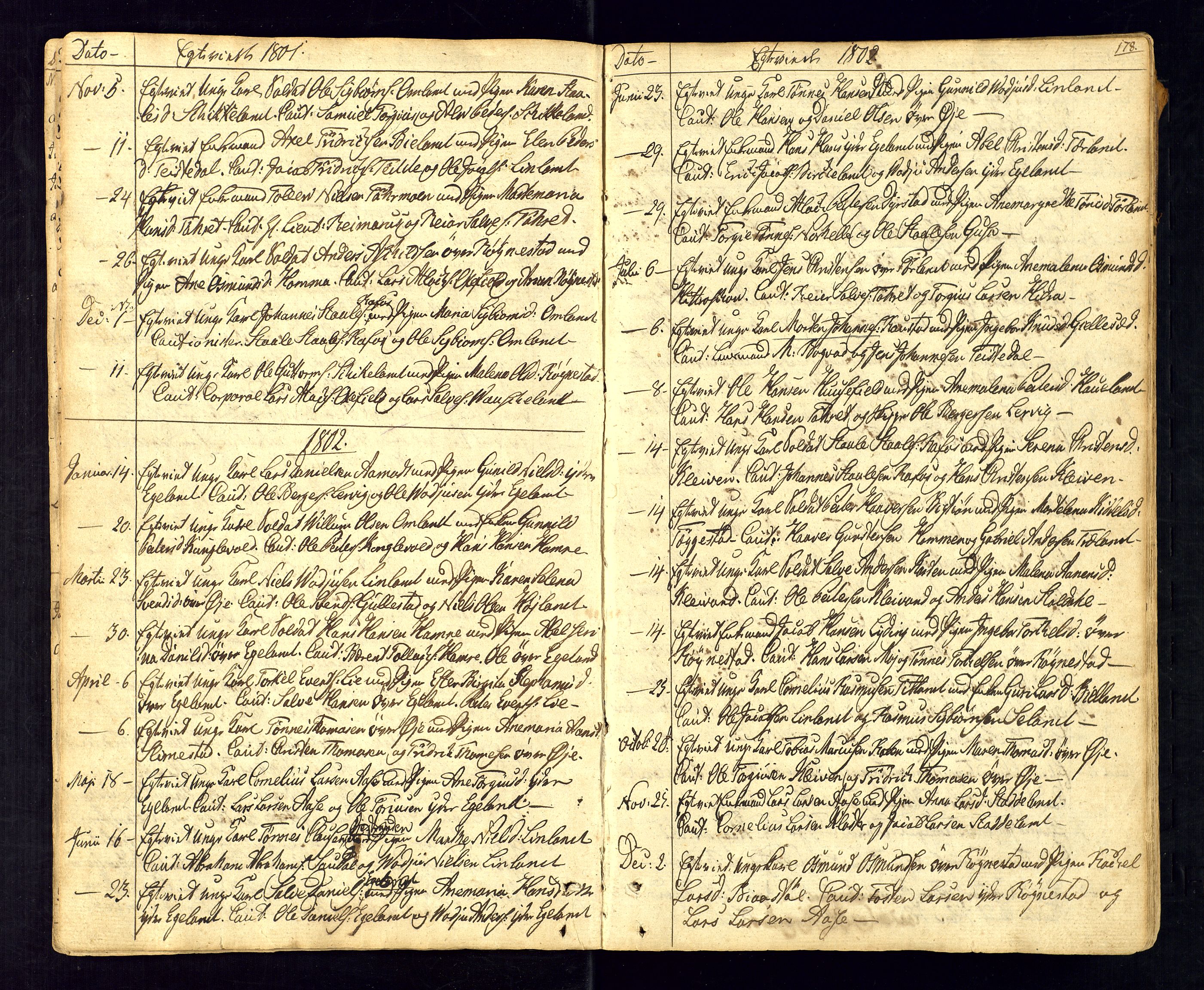 Kvinesdal sokneprestkontor, SAK/1111-0026/F/Fa/Fab/L0002: Parish register (official) no. A 2, 1789-1815, p. 178