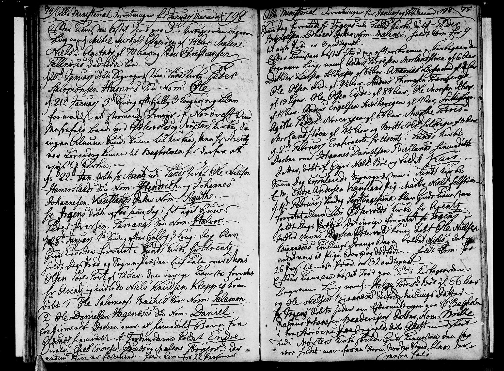 Sund sokneprestembete, AV/SAB-A-99930: Parish register (official) no. A 7, 1796-1815, p. 74-75