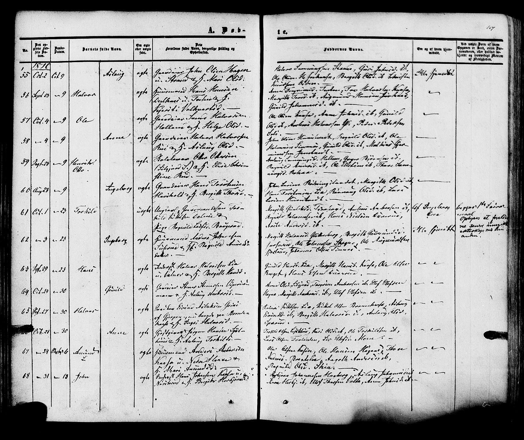 Heddal kirkebøker, SAKO/A-268/F/Fa/L0007: Parish register (official) no. I 7, 1855-1877, p. 107