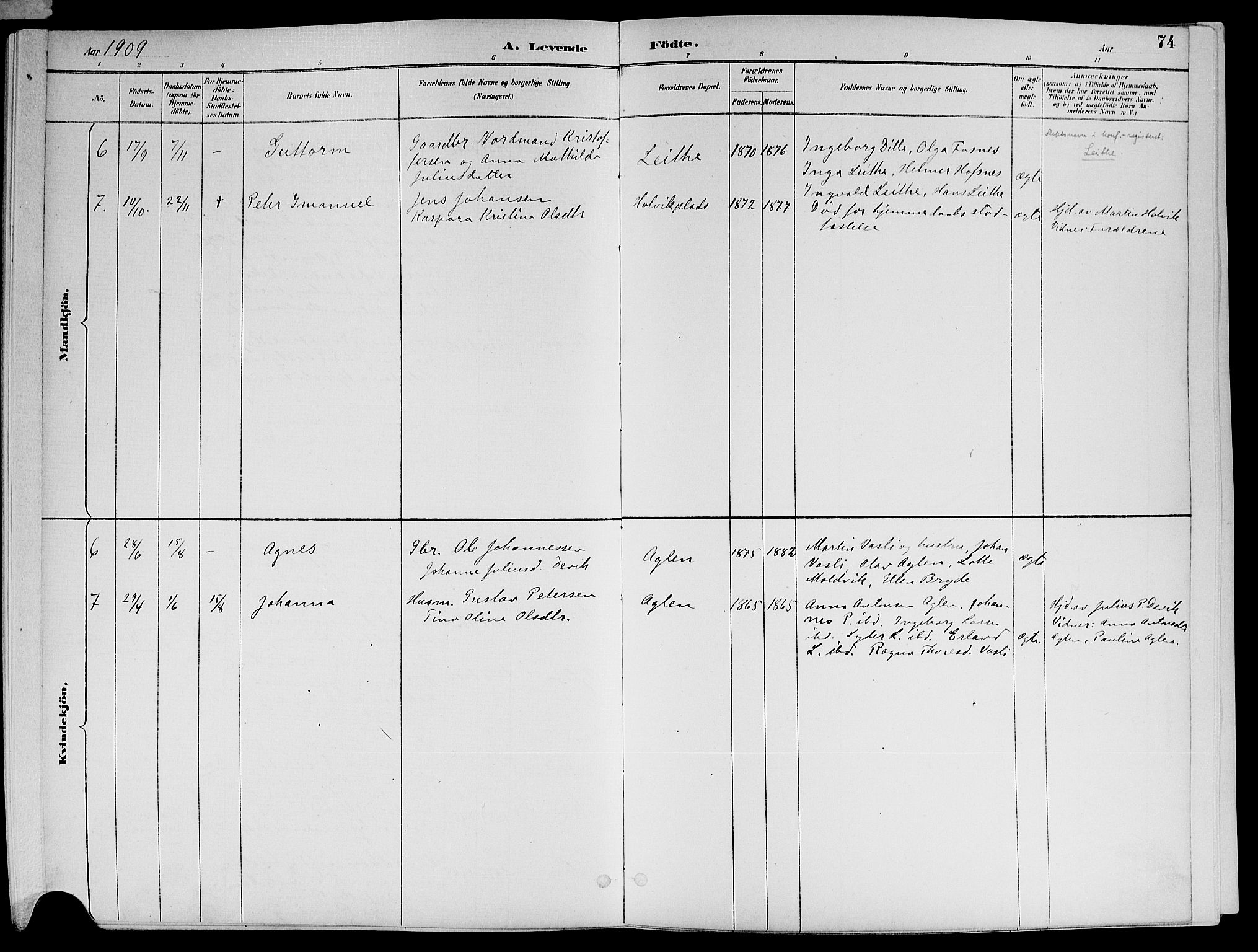 Ministerialprotokoller, klokkerbøker og fødselsregistre - Nord-Trøndelag, AV/SAT-A-1458/773/L0617: Parish register (official) no. 773A08, 1887-1910, p. 74