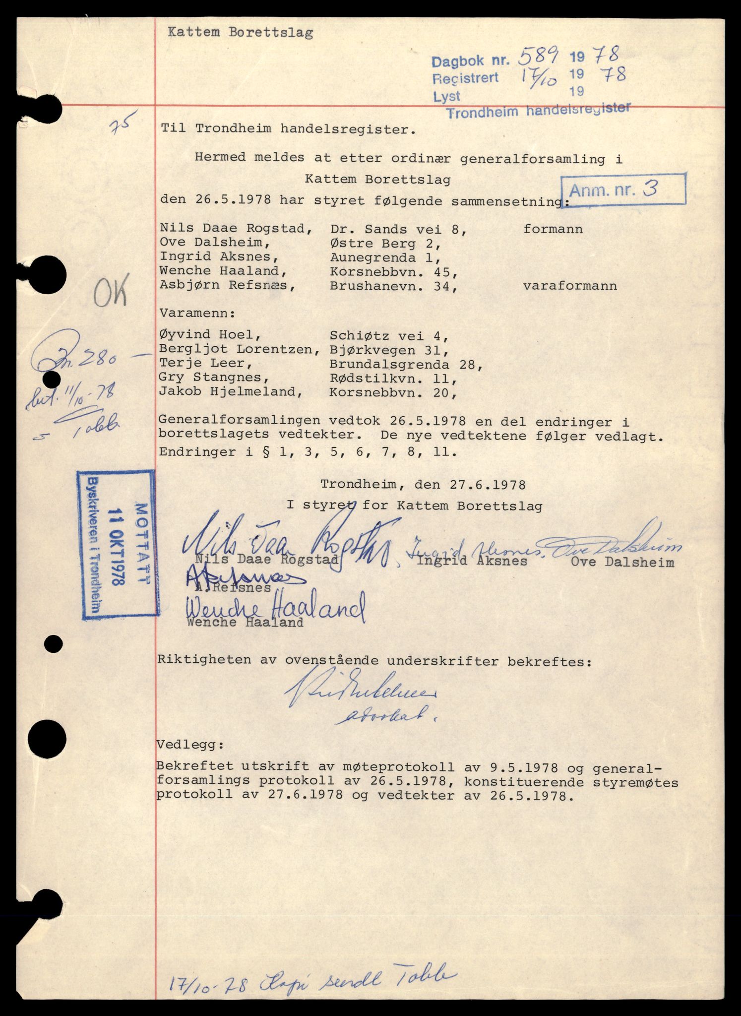 Trondheim byfogd, AV/SAT-A-0003/2/J/Jd/Jdd/L0069: Borettslag, K-Rin, 1944-1990, p. 7