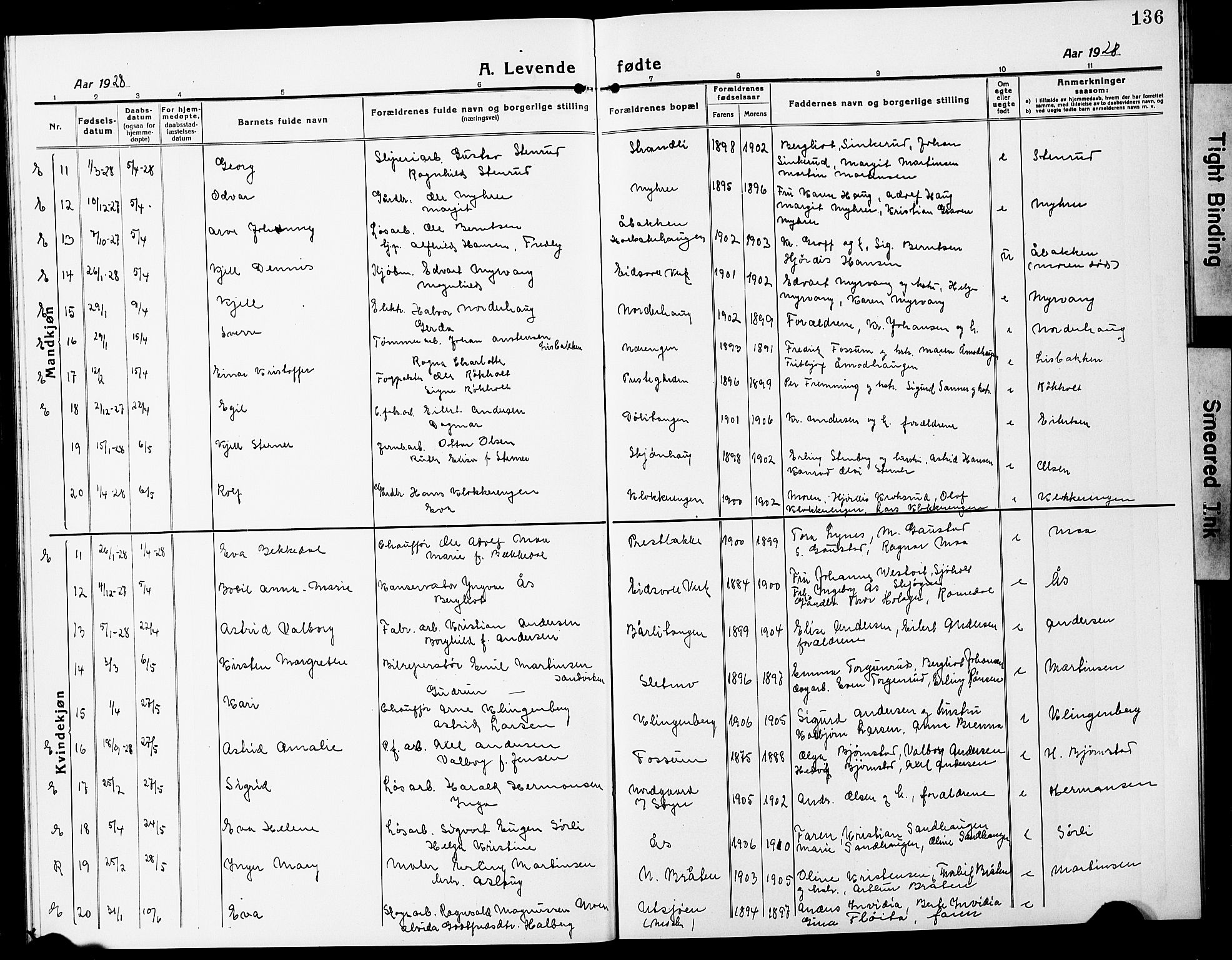 Eidsvoll prestekontor Kirkebøker, AV/SAO-A-10888/G/Ga/L0010: Parish register (copy) no. I 10, 1919-1929, p. 136