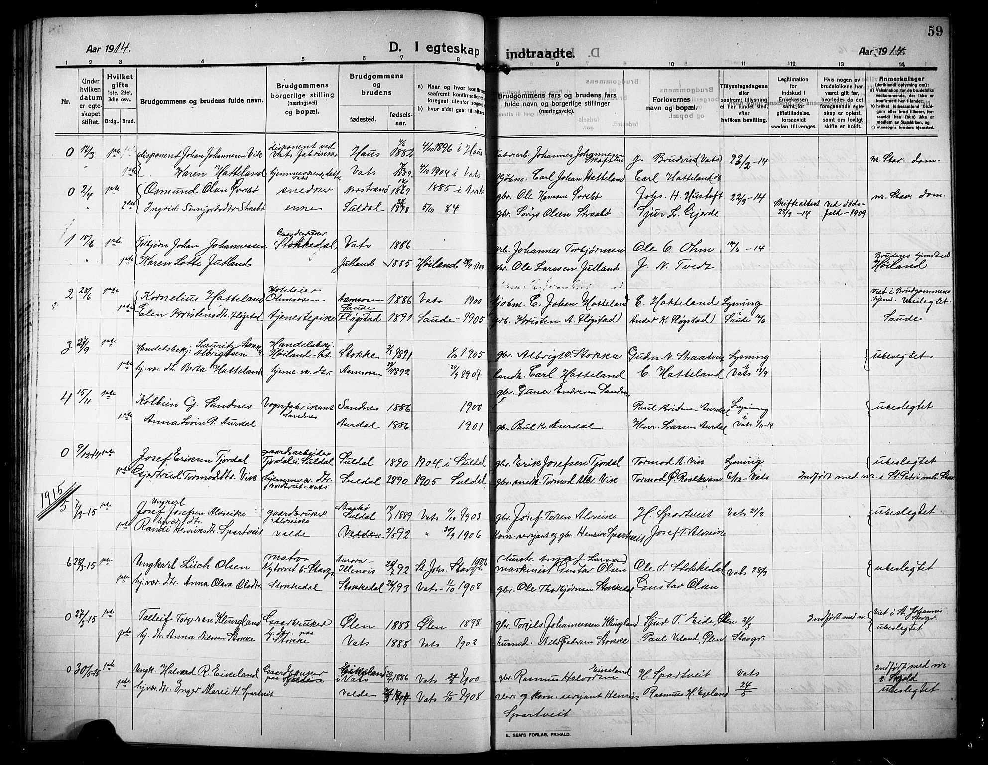 Skjold sokneprestkontor, SAST/A-101847/H/Ha/Hab/L0009: Parish register (copy) no. B 9, 1914-1925, p. 59