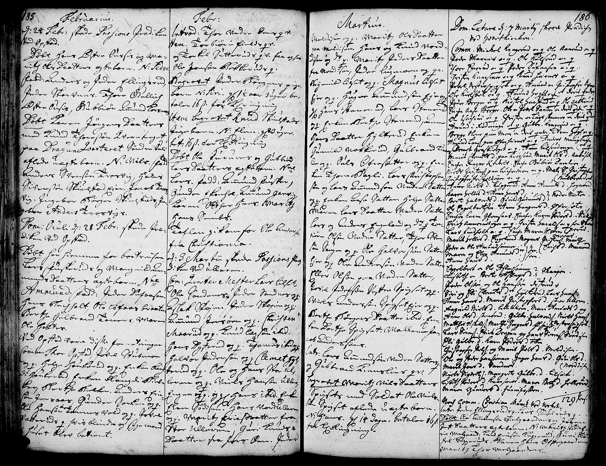 Strøm-Odalen prestekontor, SAH/PREST-028/H/Ha/Haa/L0002: Parish register (official) no. 2, 1716-1740, p. 185-186